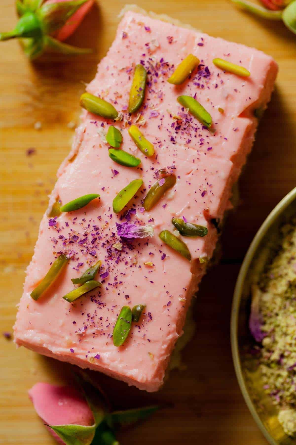 Close up of cheesecake shortbread bar