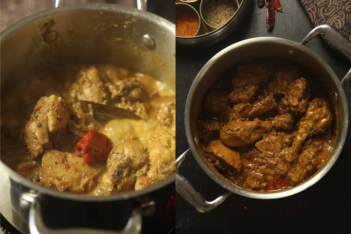 Dahi Chicken in a cooking pot