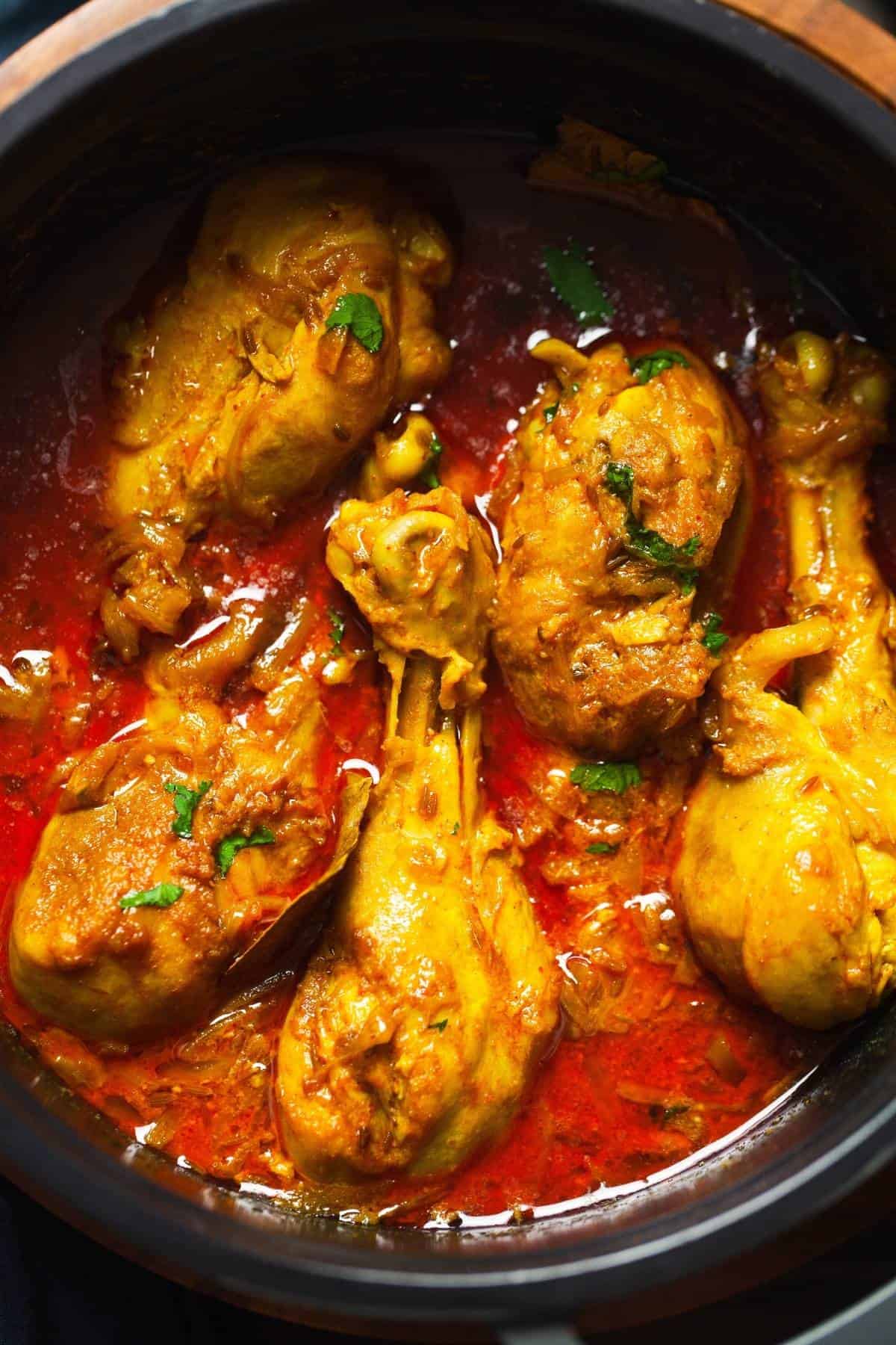 Dhaba Style Chicken Curry Close up