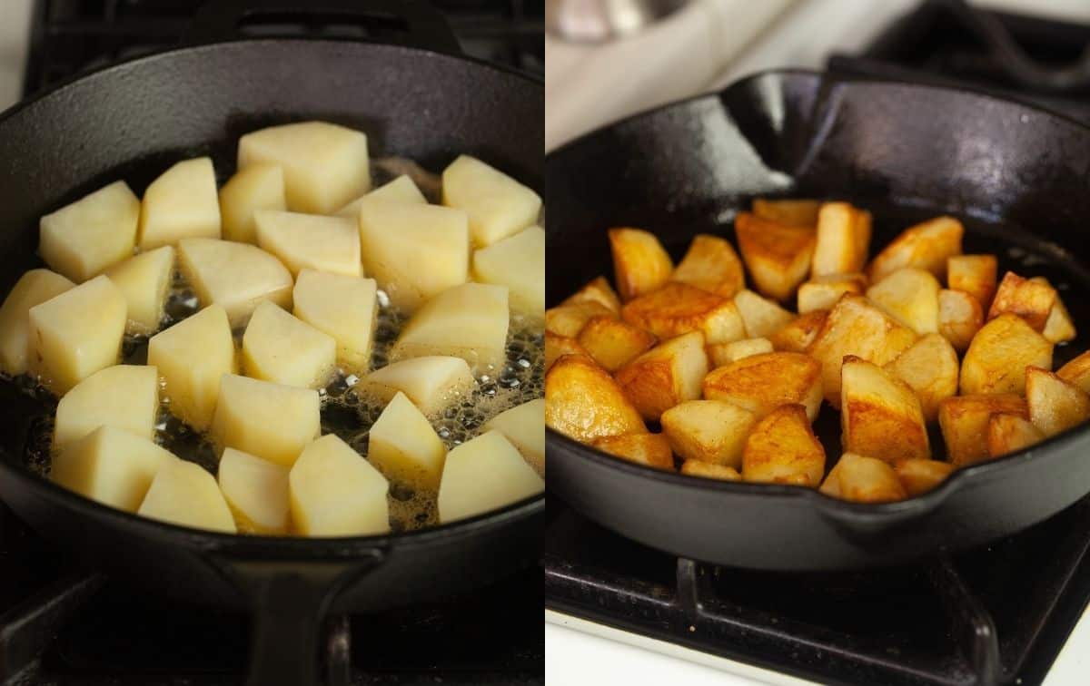 Shallow Frying the Potatoes in Ghee