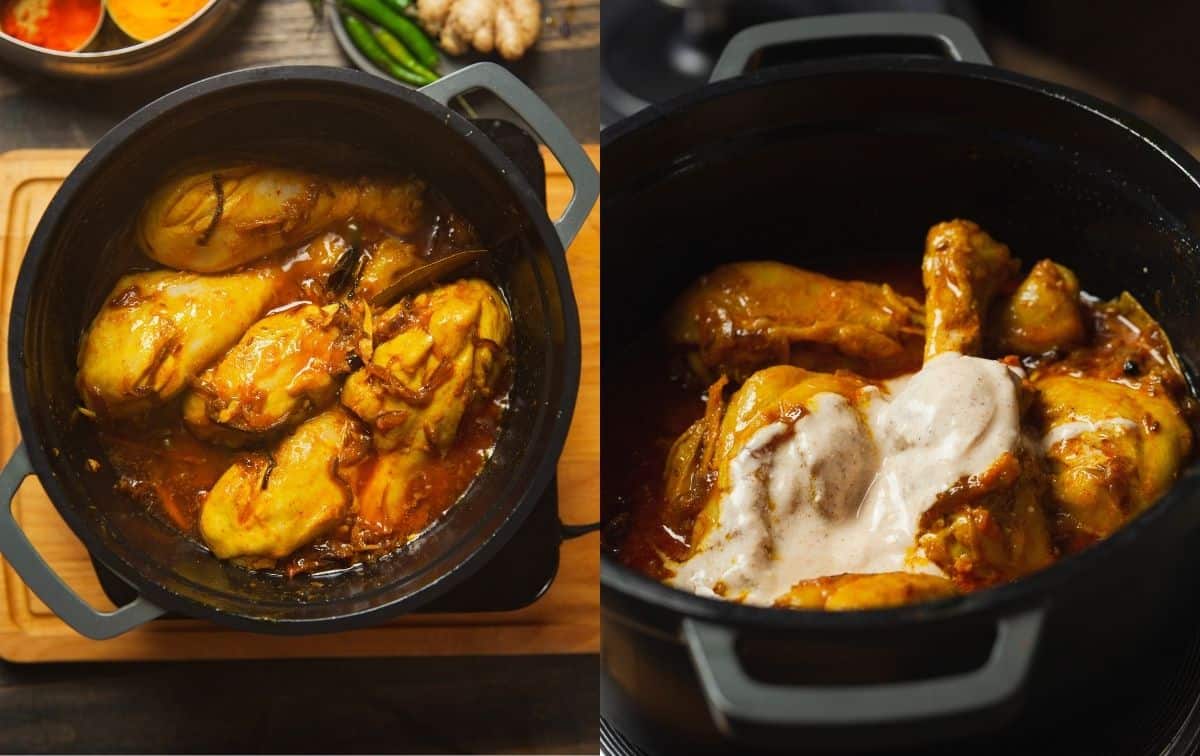 Steps- Add the yogurt & garam masala