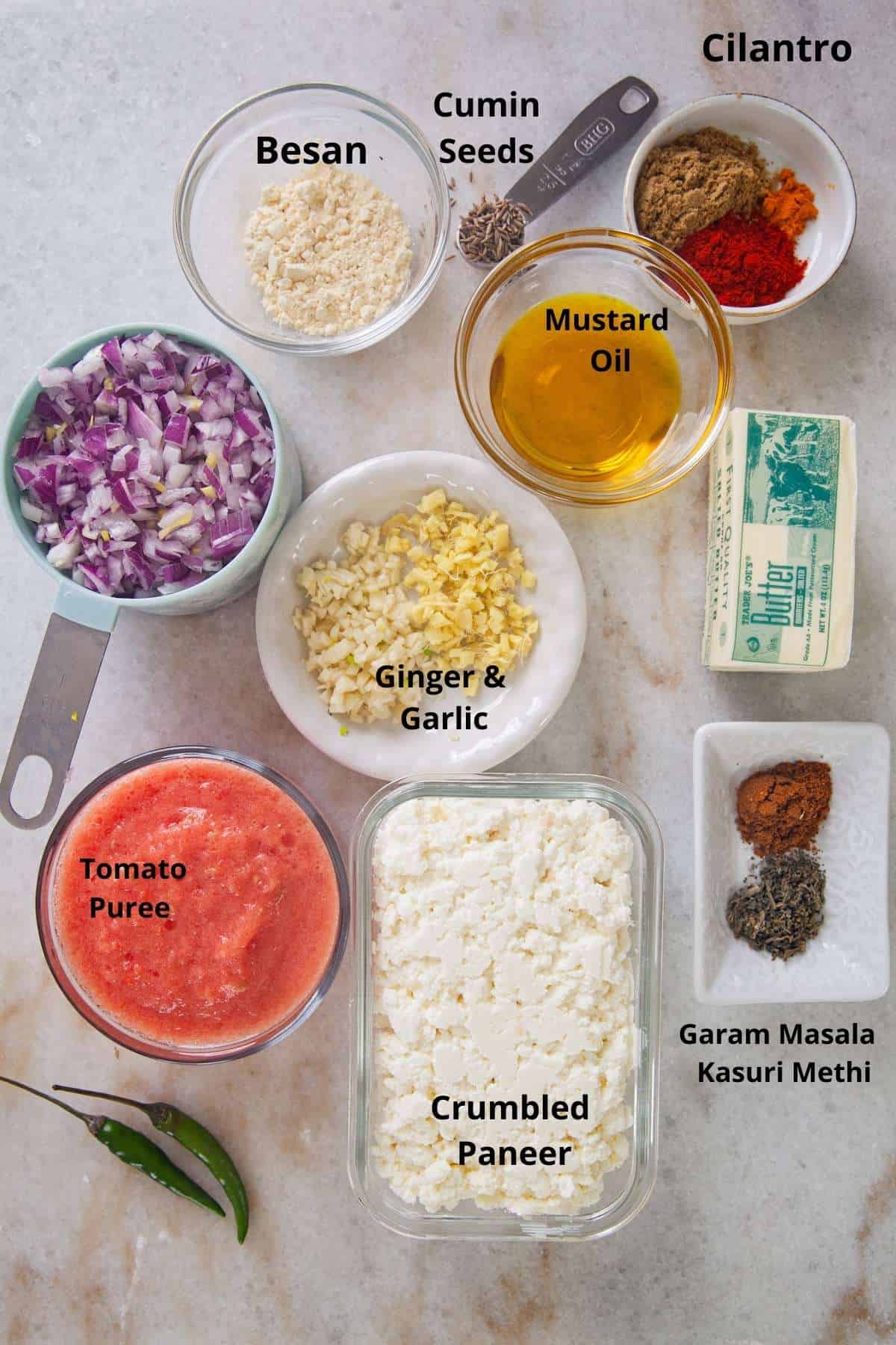 Ingredients for Paneer Bhurji