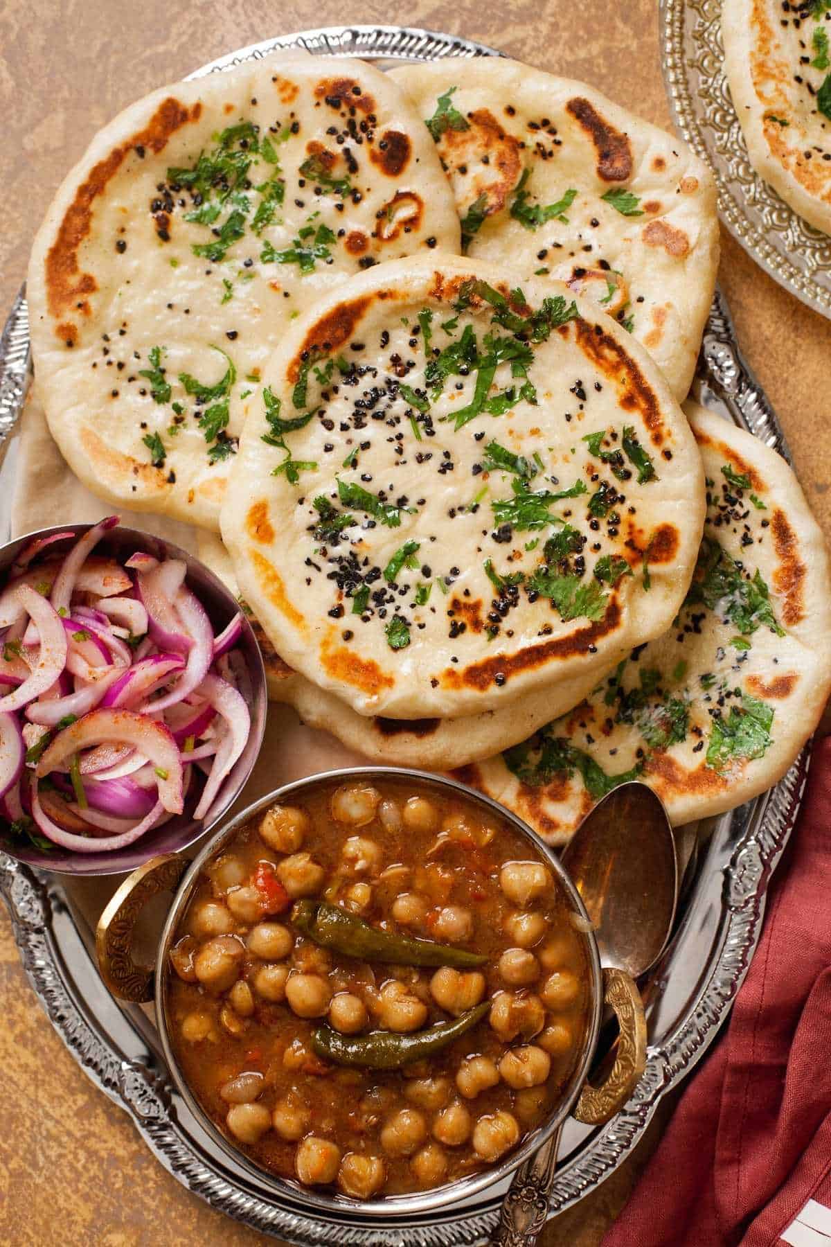 Bread Kulcha with Chole (Chickpeas)