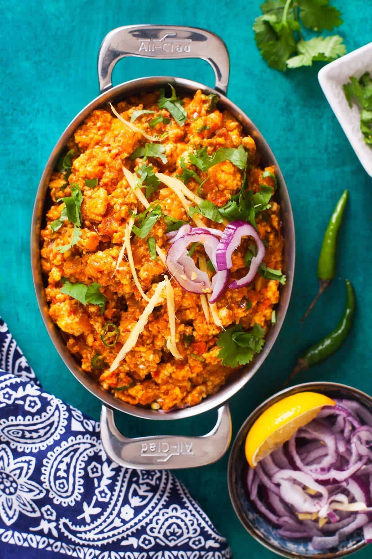 Oval Dish with indian cheese bhurji