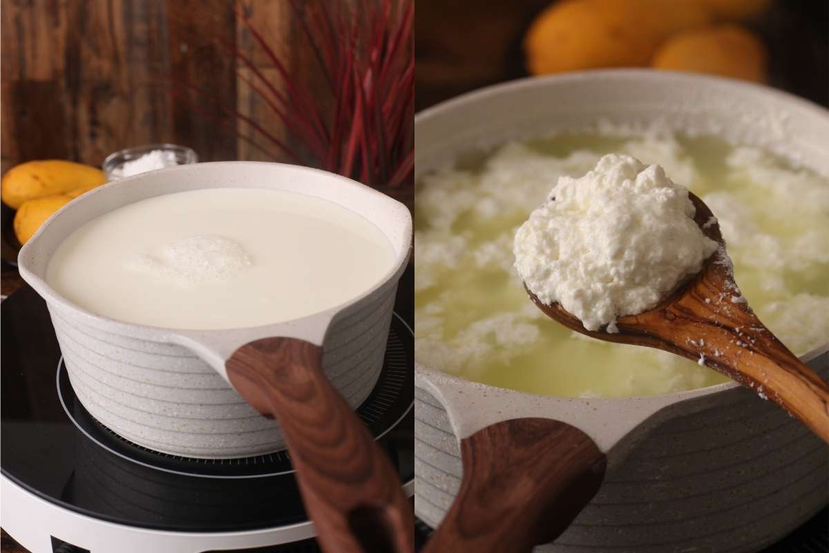 Making Chena by curdling milk