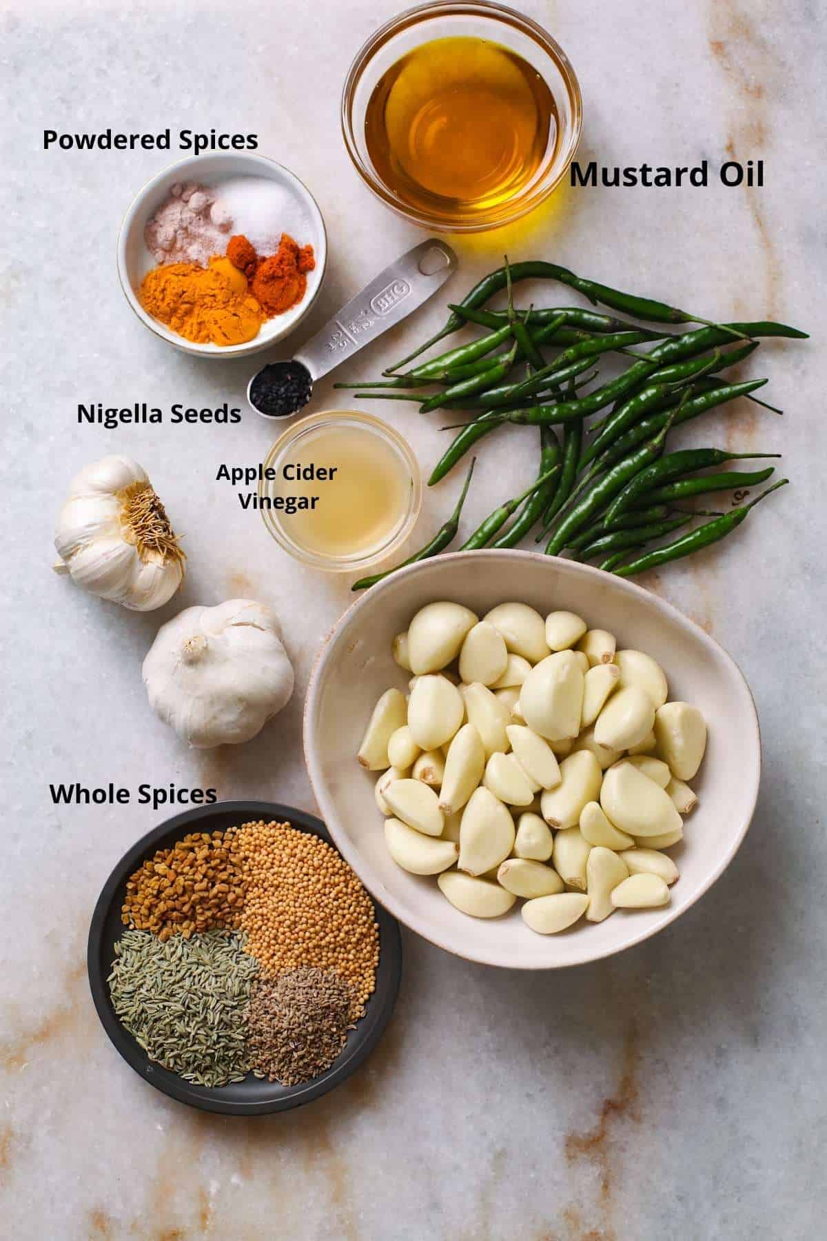 Ingredients Needed to make Indian for Garlic Pickle