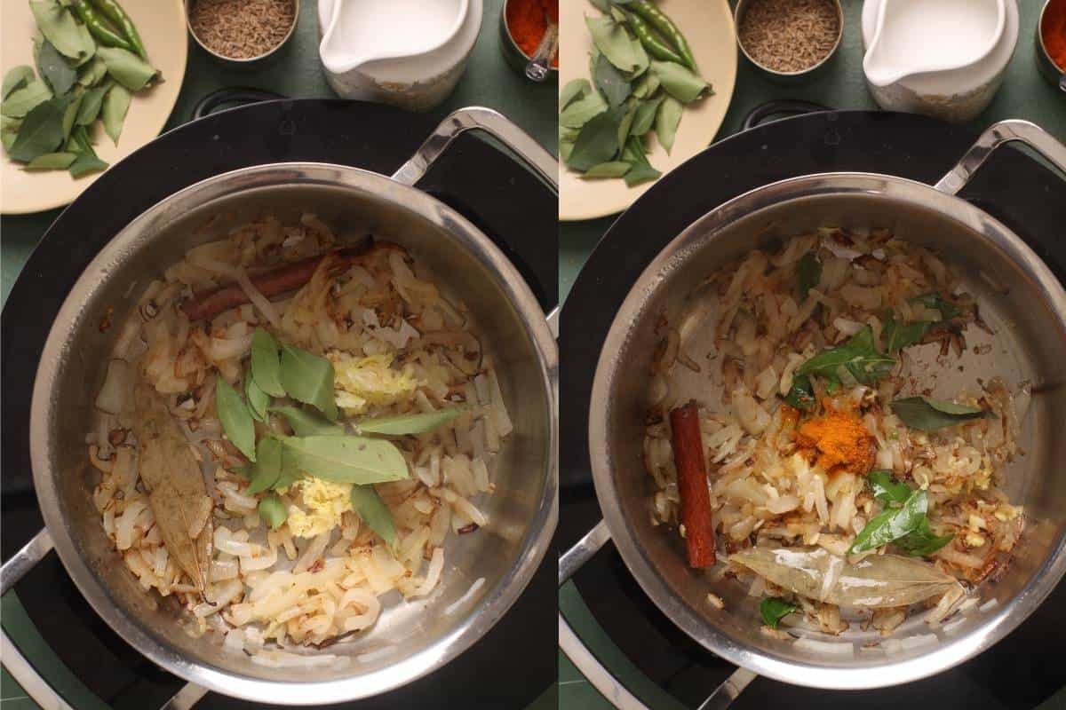 Curry Leaves, Ginger & Garlic with browned onions 