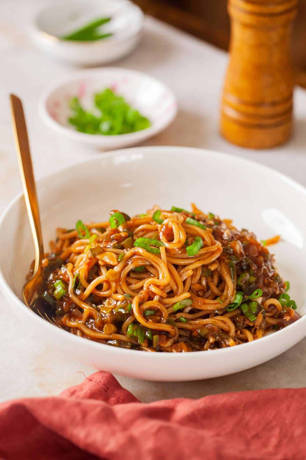 Side View of Manchurian Noodles
