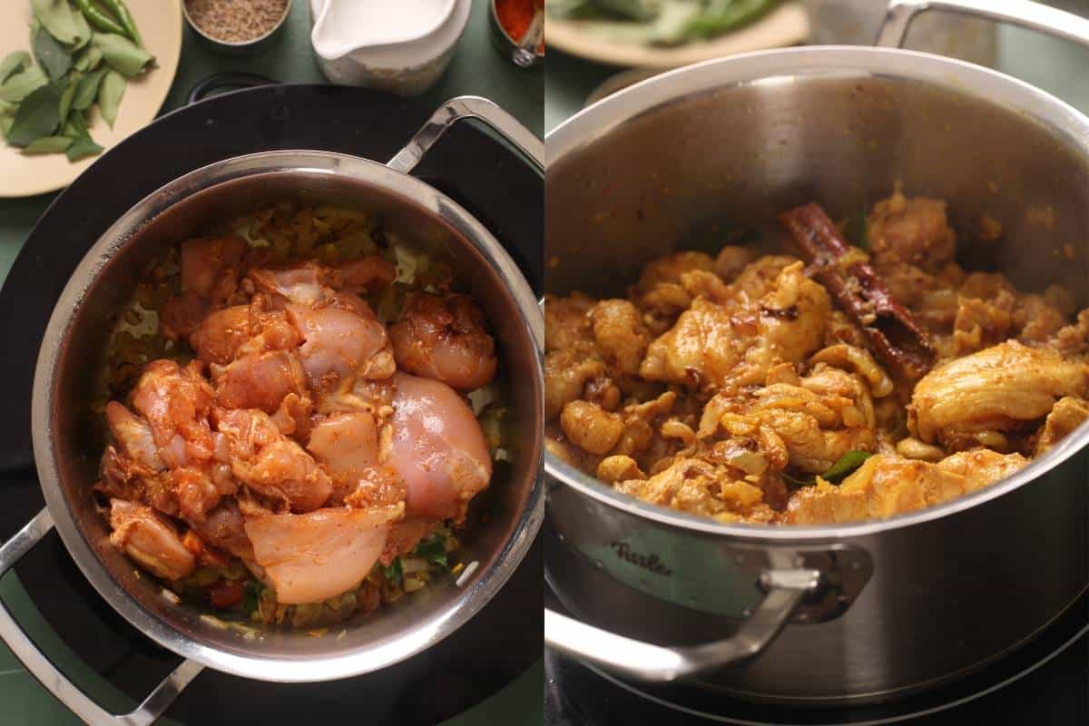 Chicken mixed with spices and onions 