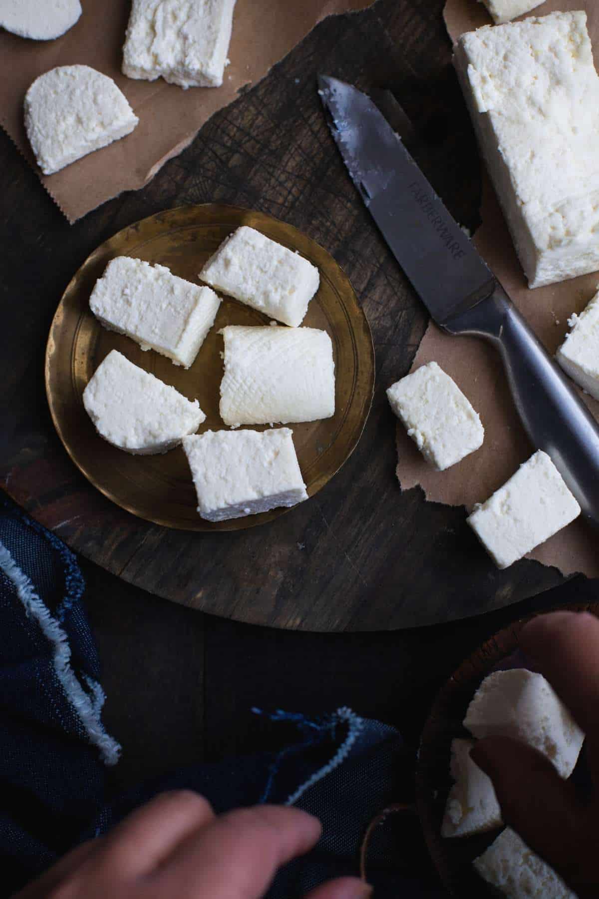 Homemade Paneer Cubes