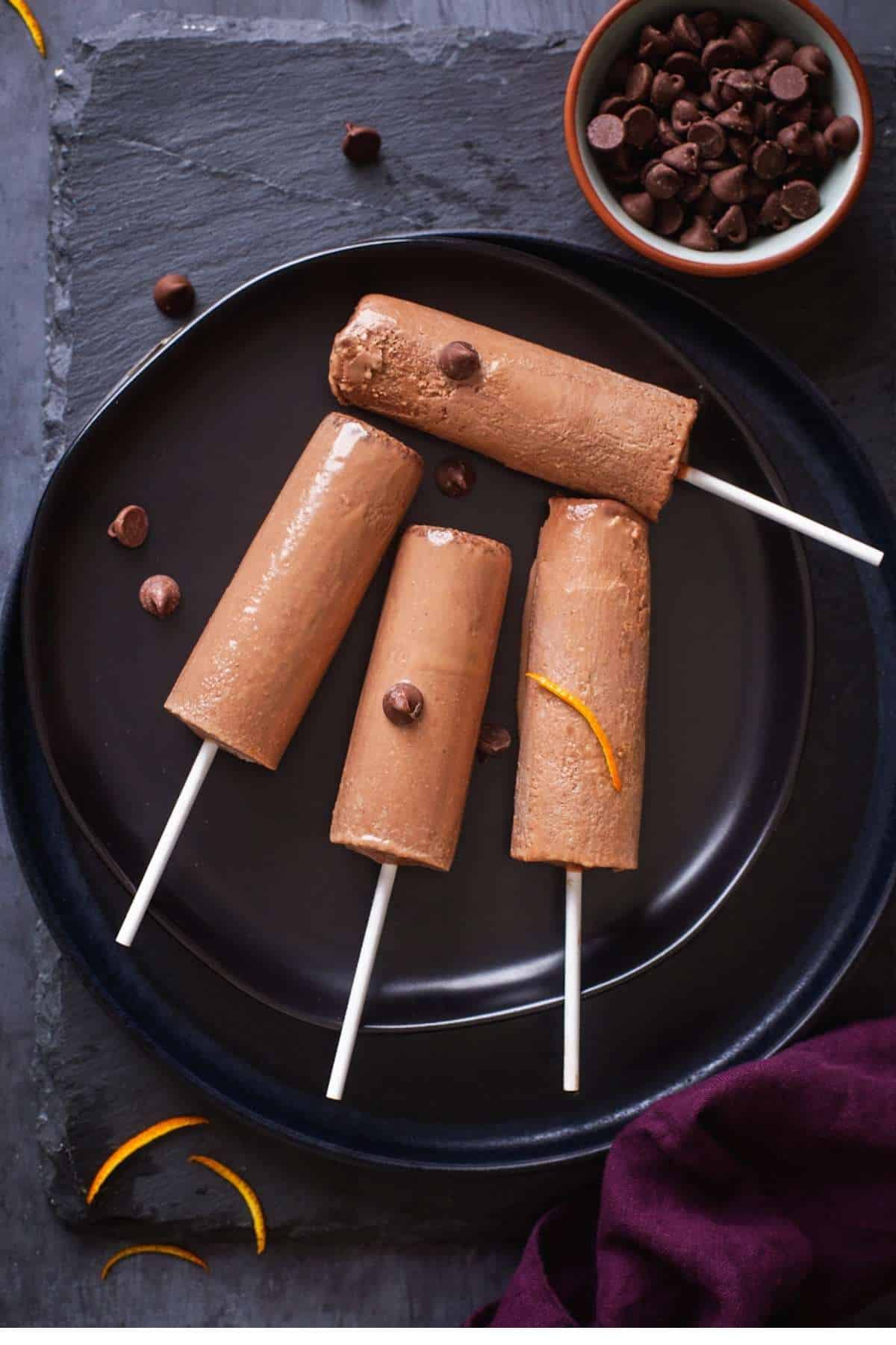 Chocolate Kulfi on a black platter