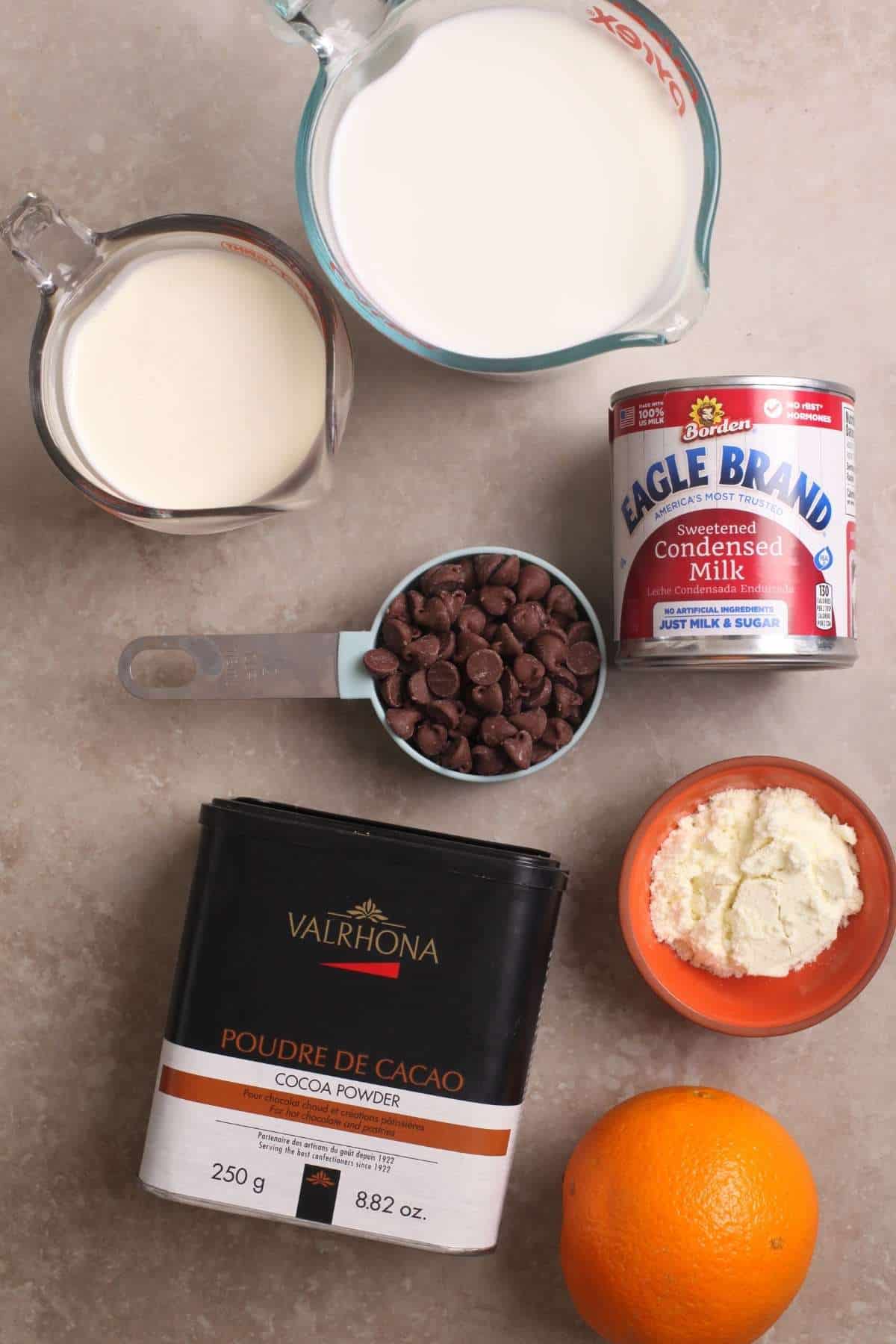 Ingredients Needed for making chocolate kulfi.