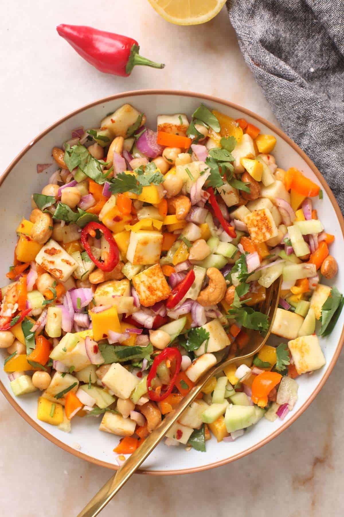 Colorful salad ready to serve. 