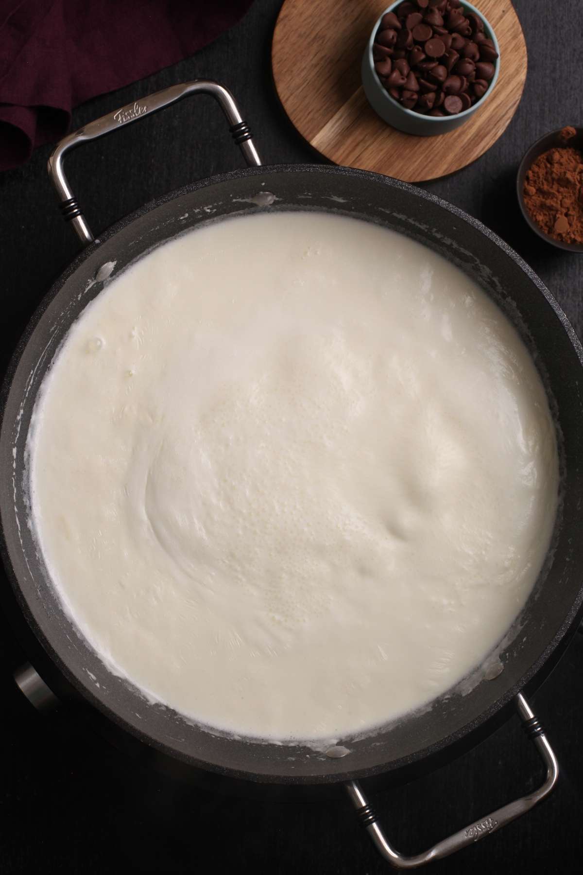 Reducing milk for making indian ice cream at home.