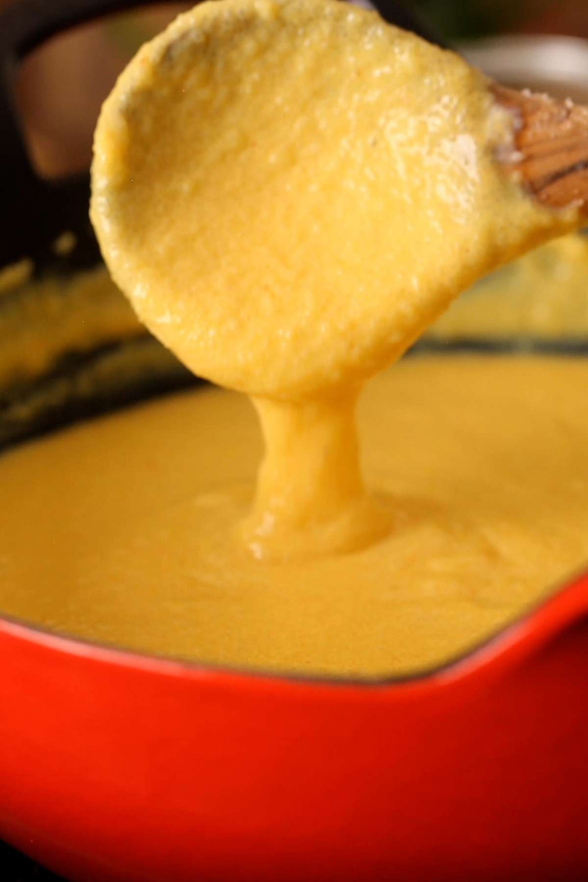 Ribbon consistency after phirni is cooked. 