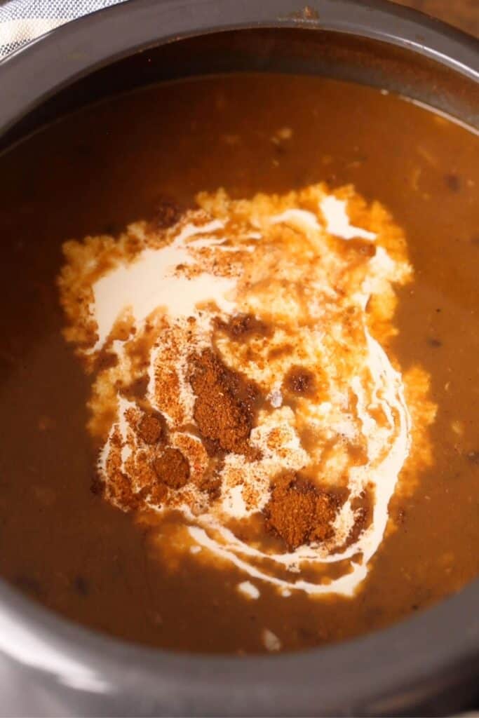 Dal Bukhara finished with garam masala and heavy cream.