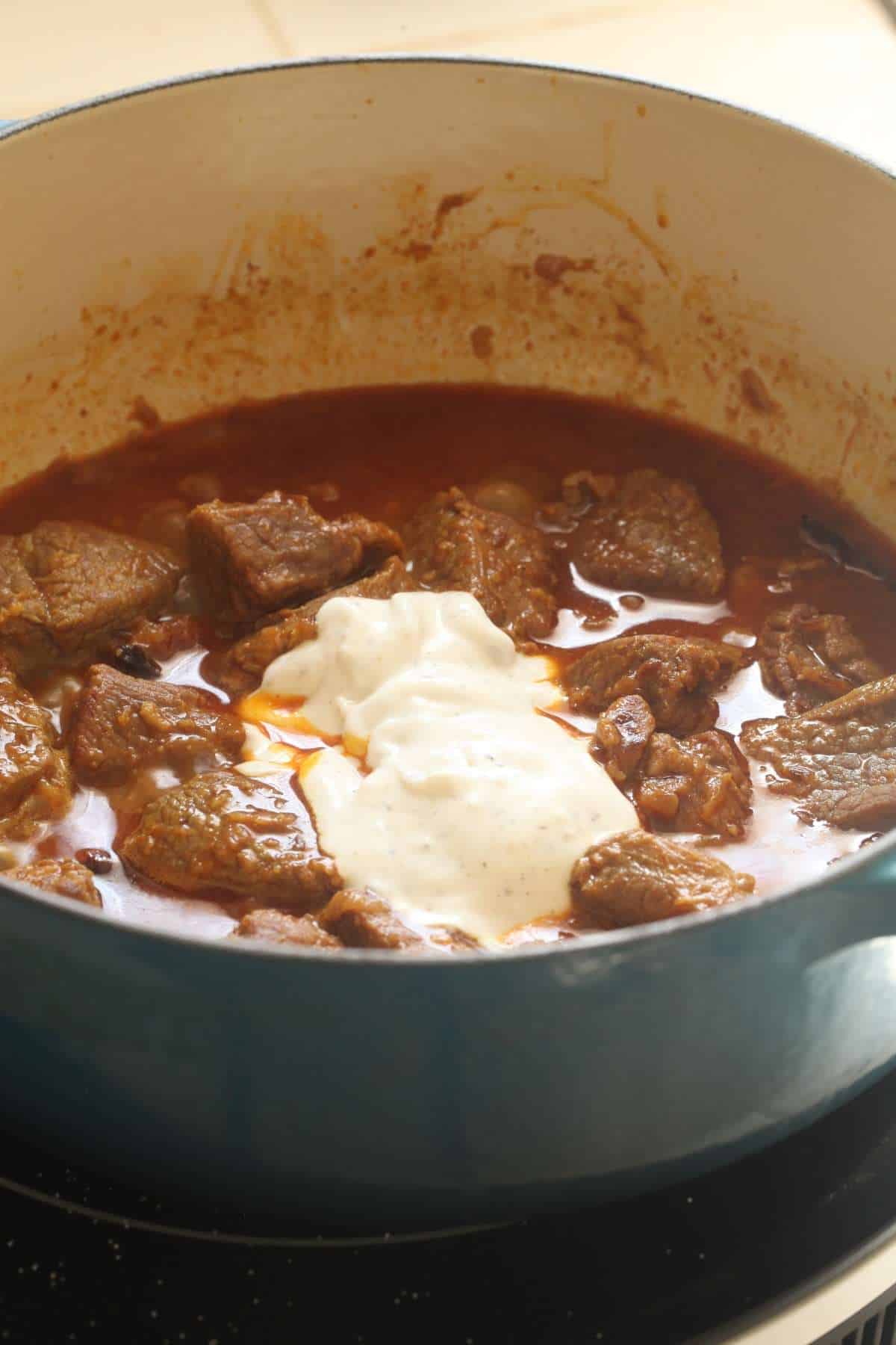 Yogurt added to curry