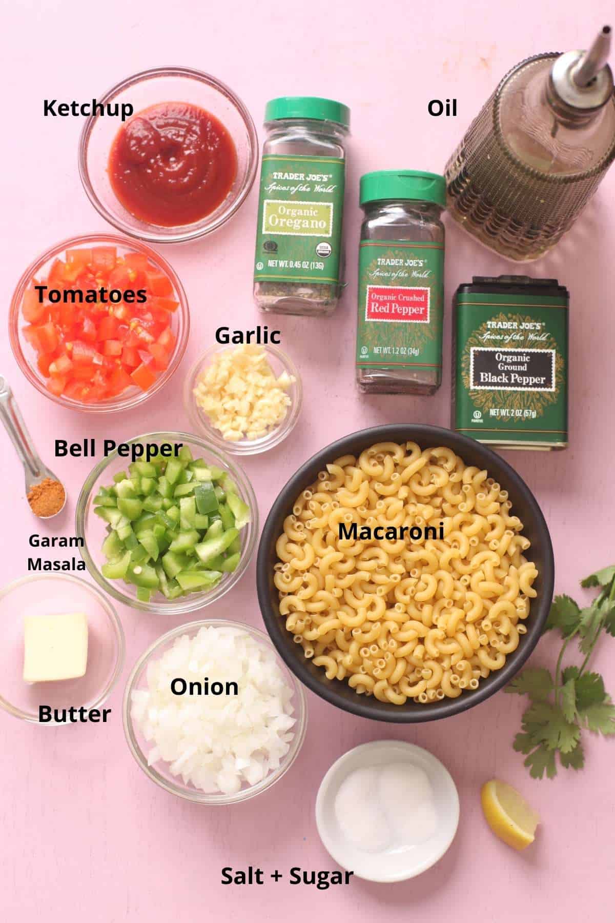 Ingredients for Indian Style Macaroni.