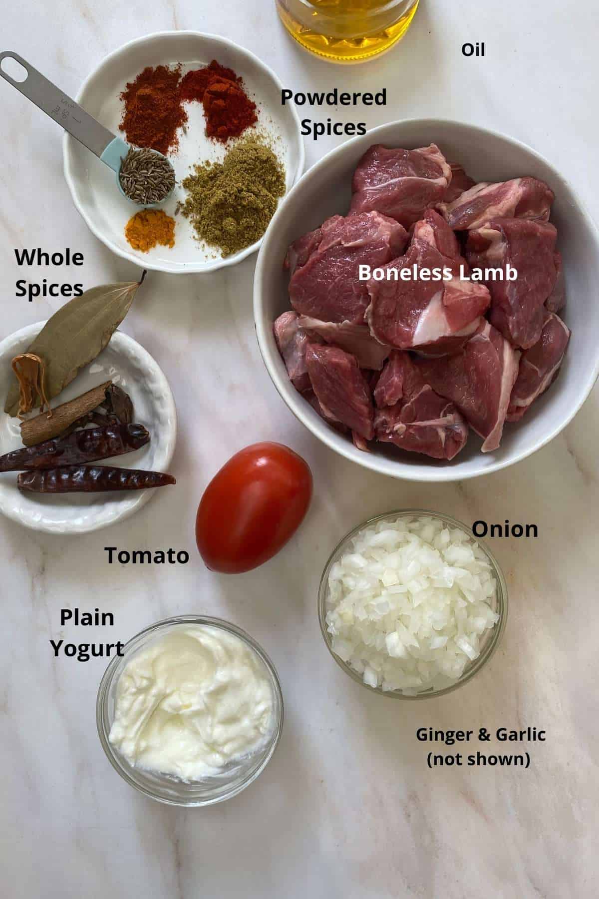 Ingredients for Lamb Curry