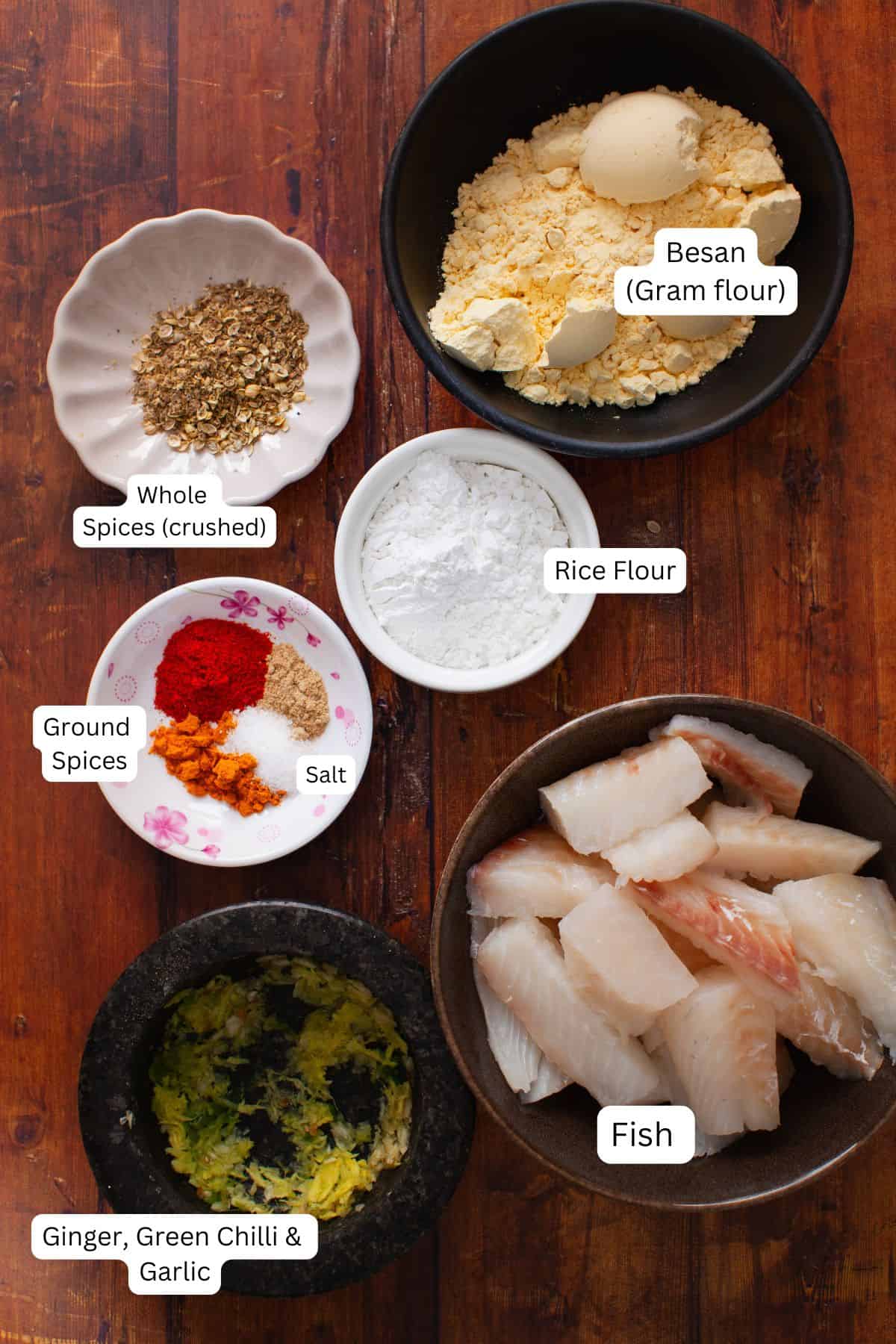 Ingredients Needed to make fish pakora.