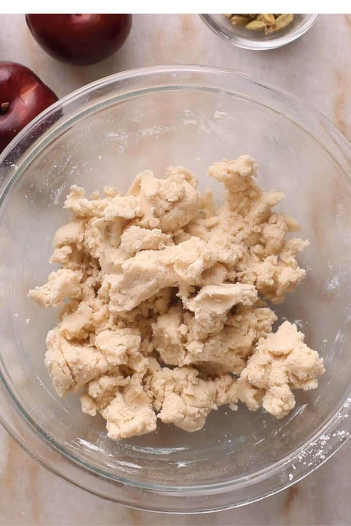 Shortbread Crust Dough in a glass bowl. 
