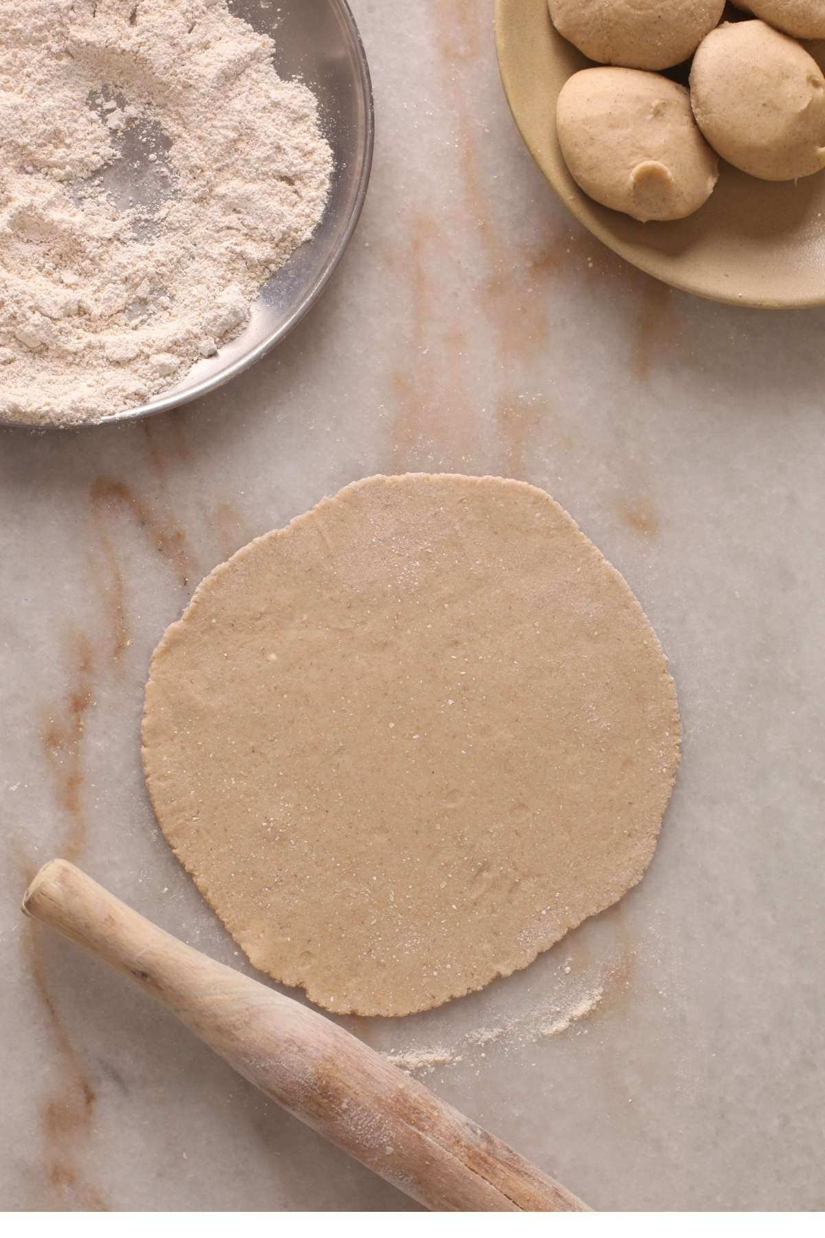 Roll into a 5 inch circle. 