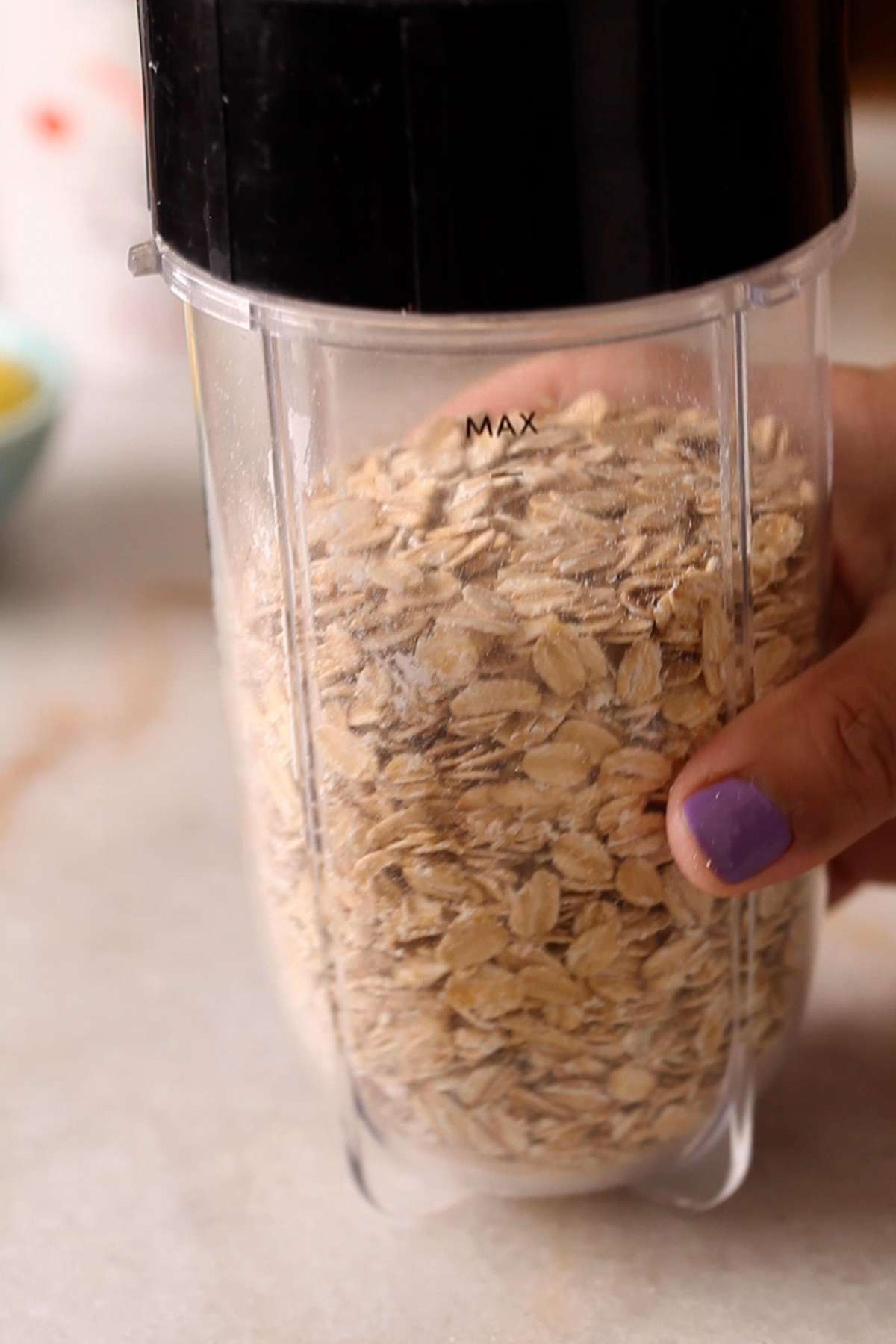 Rolled oats in a high speed blender.