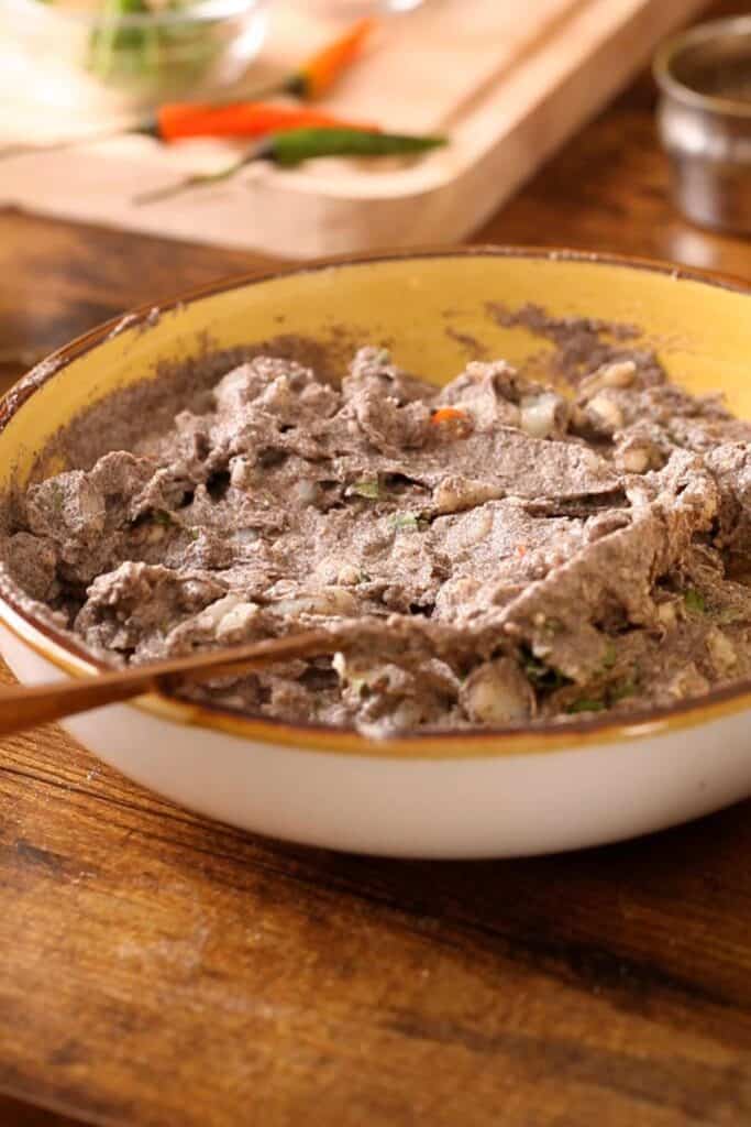 Add water to make a batter.