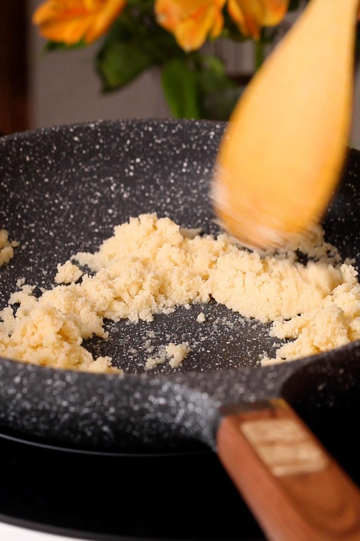 Semolina toasted in ghee.