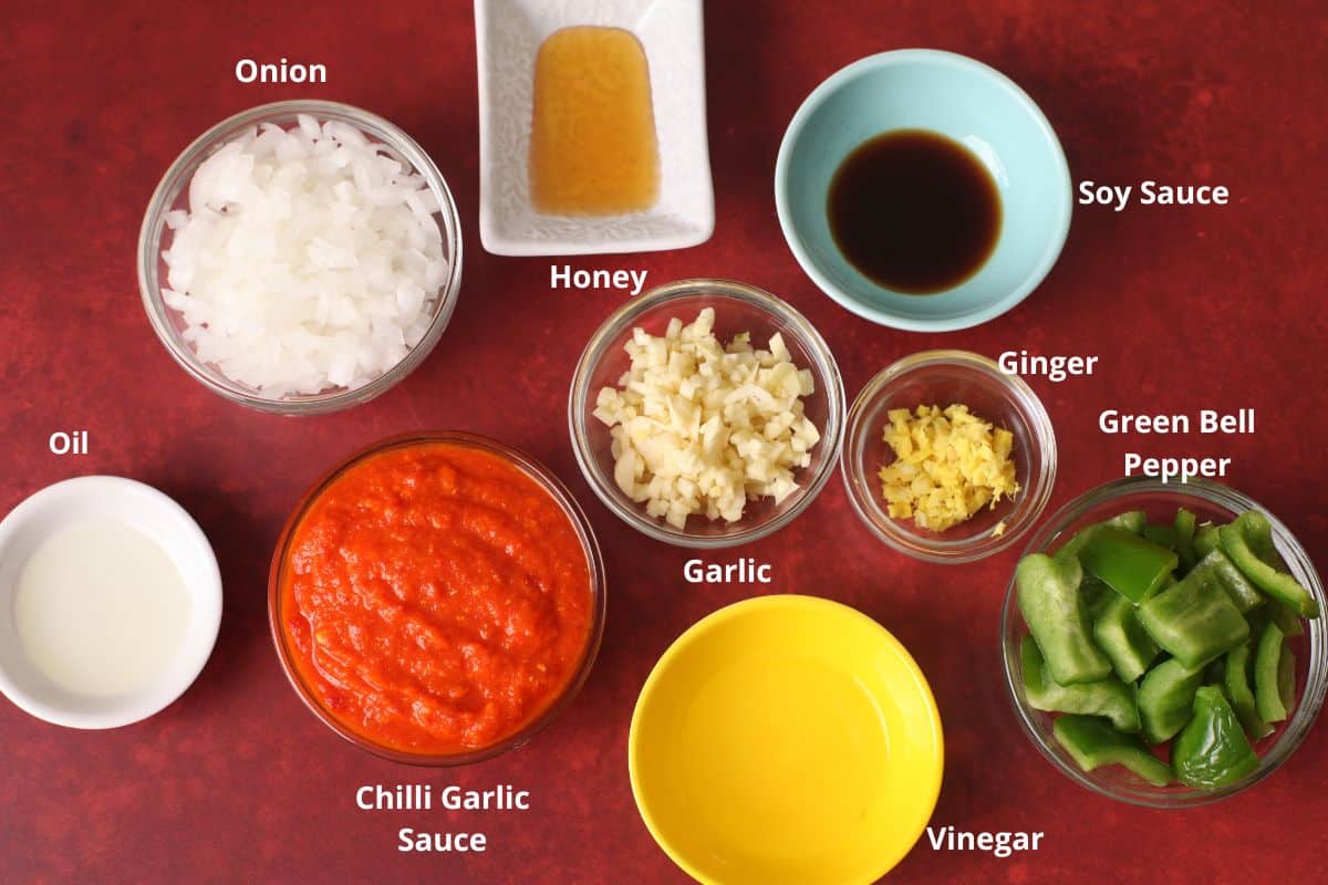 Ingredients needed to make hot garlic sauce.