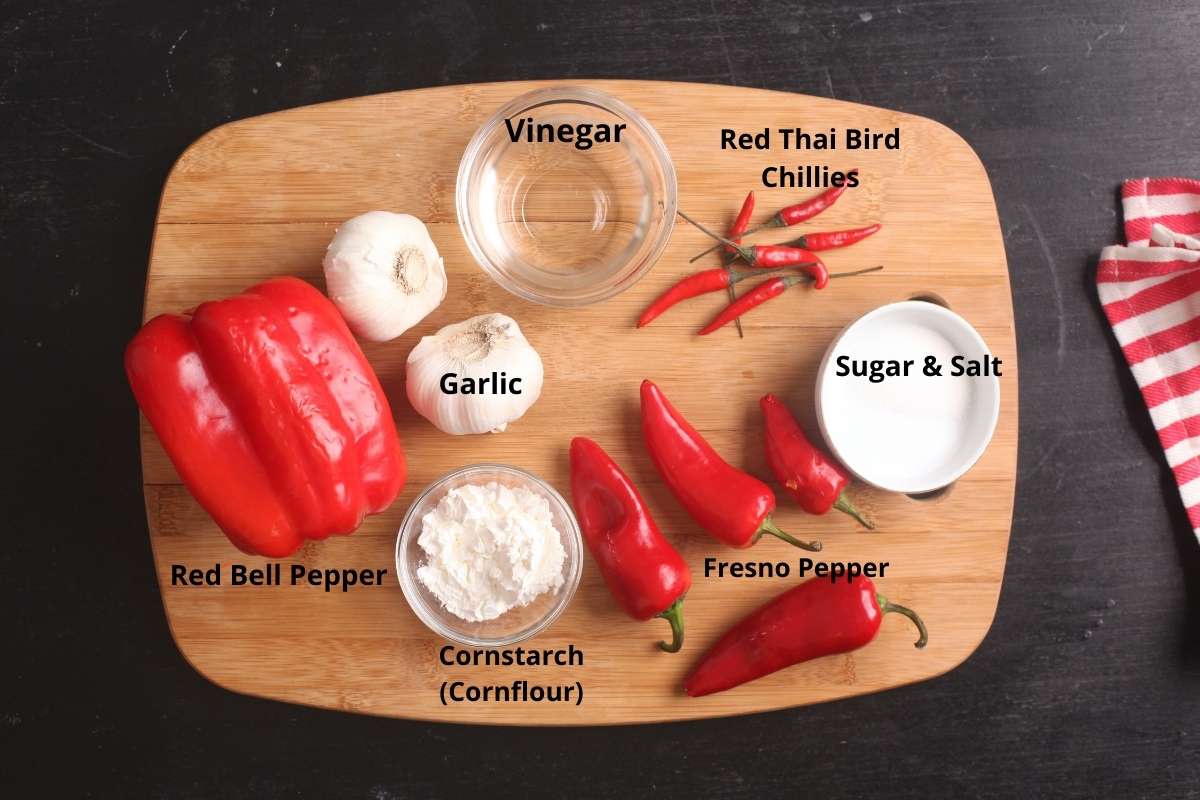 Ingredients needed for chilli garlic sauce.
