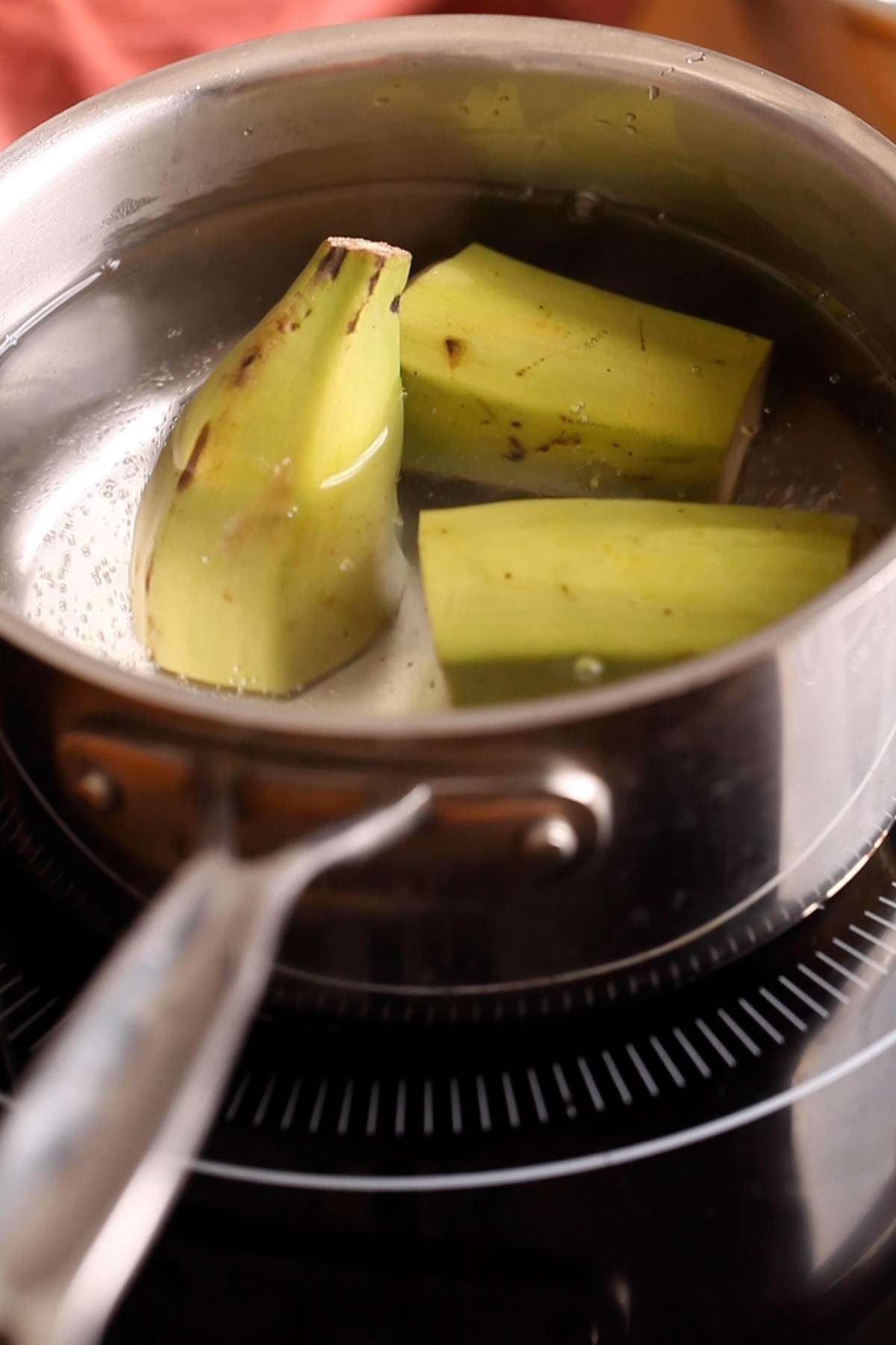 Boiling Green Plantain.