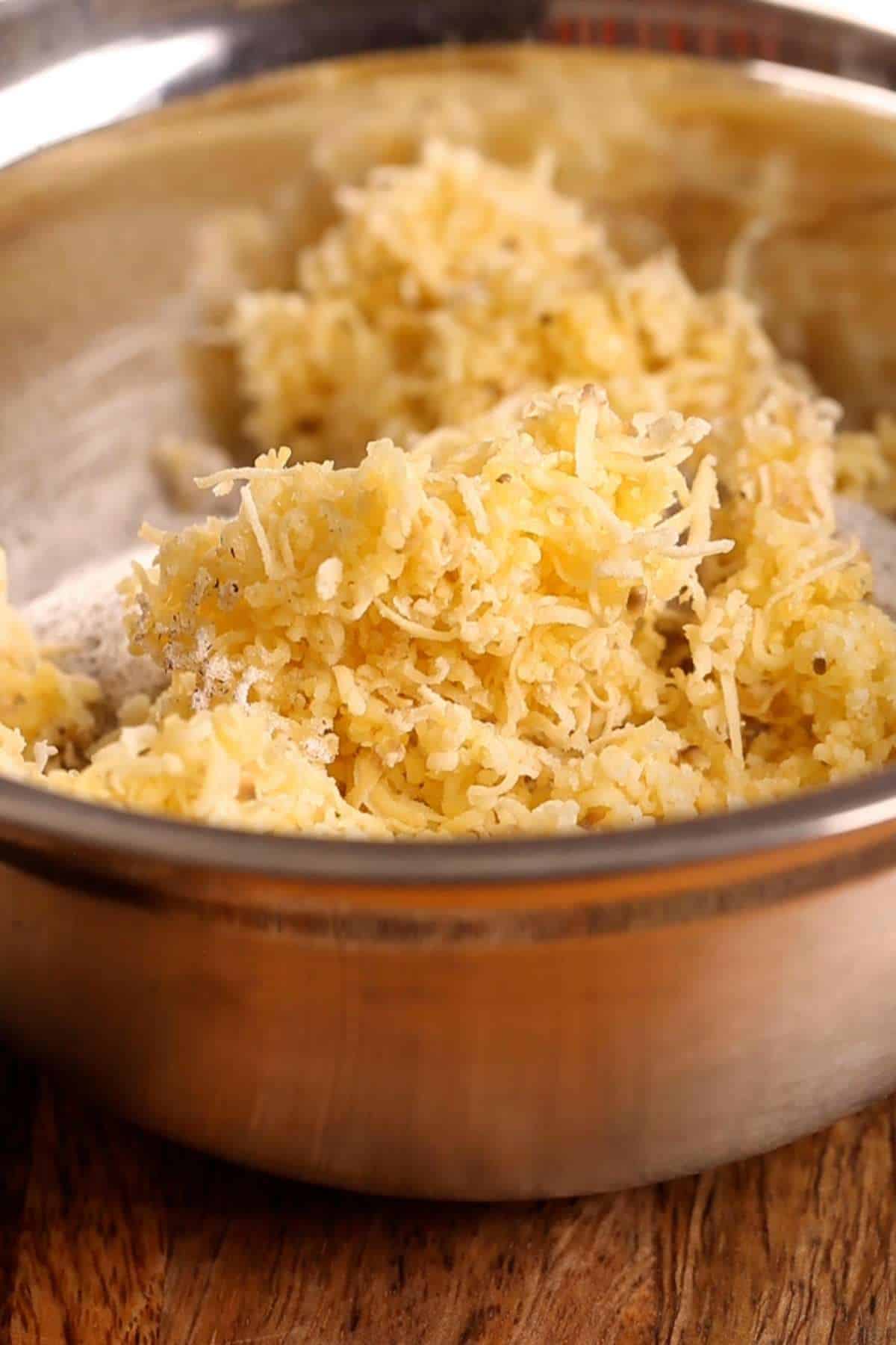 Grated plantain added to buckwheat flour.