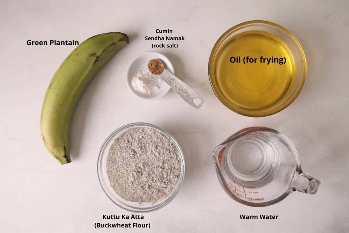 Ingredients needed to make kuttu ki poori.