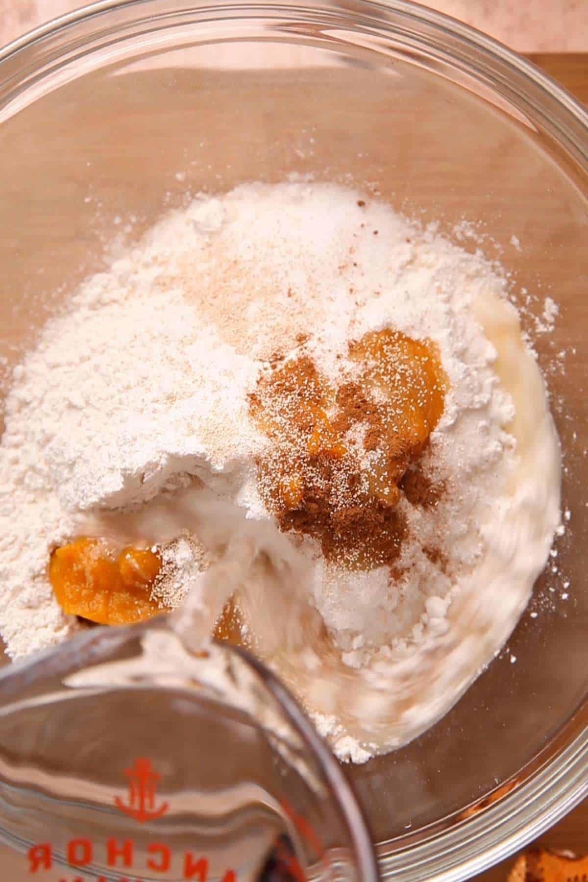 Making Pumpkin Jalebi Batter.
