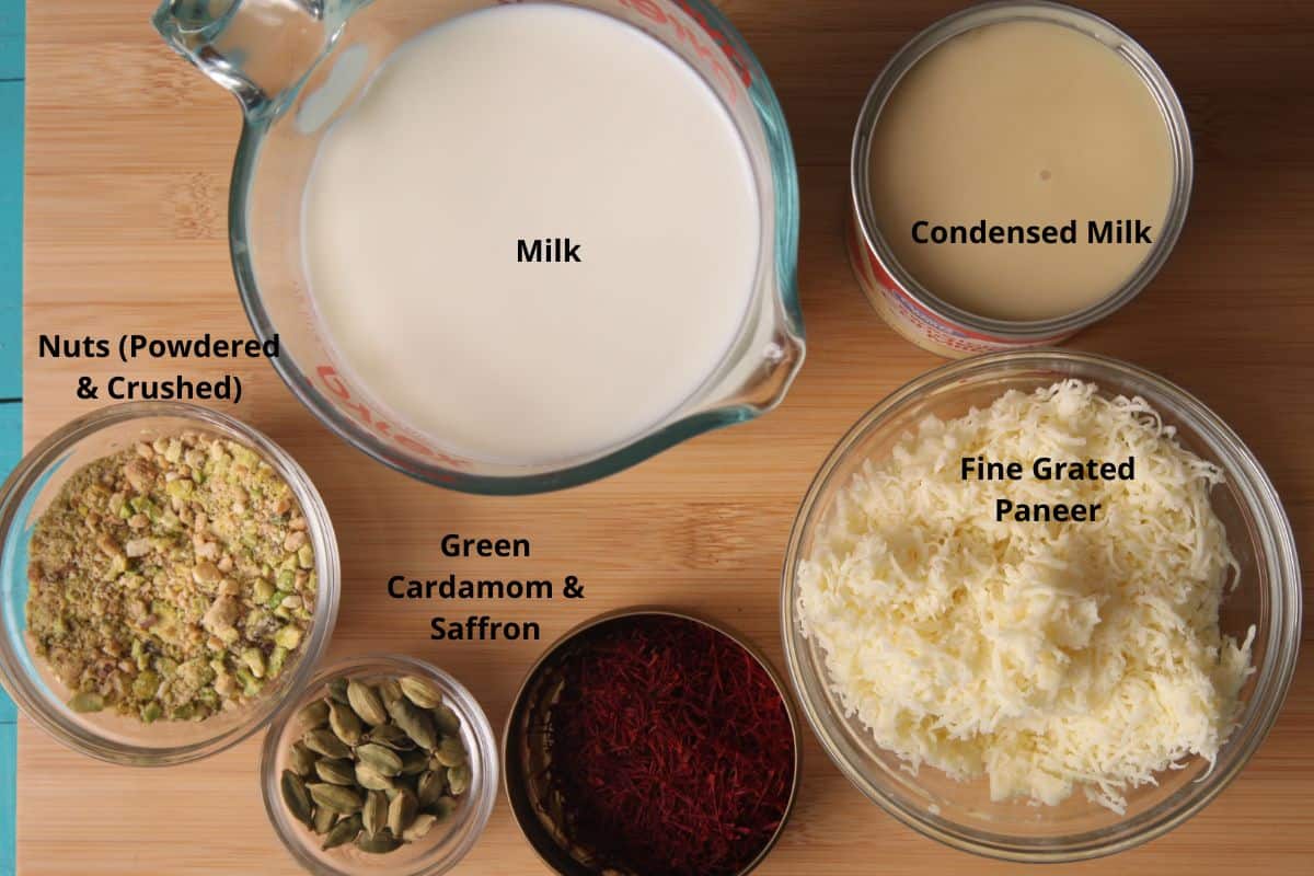 Ingredients needed to make instant rabdi.