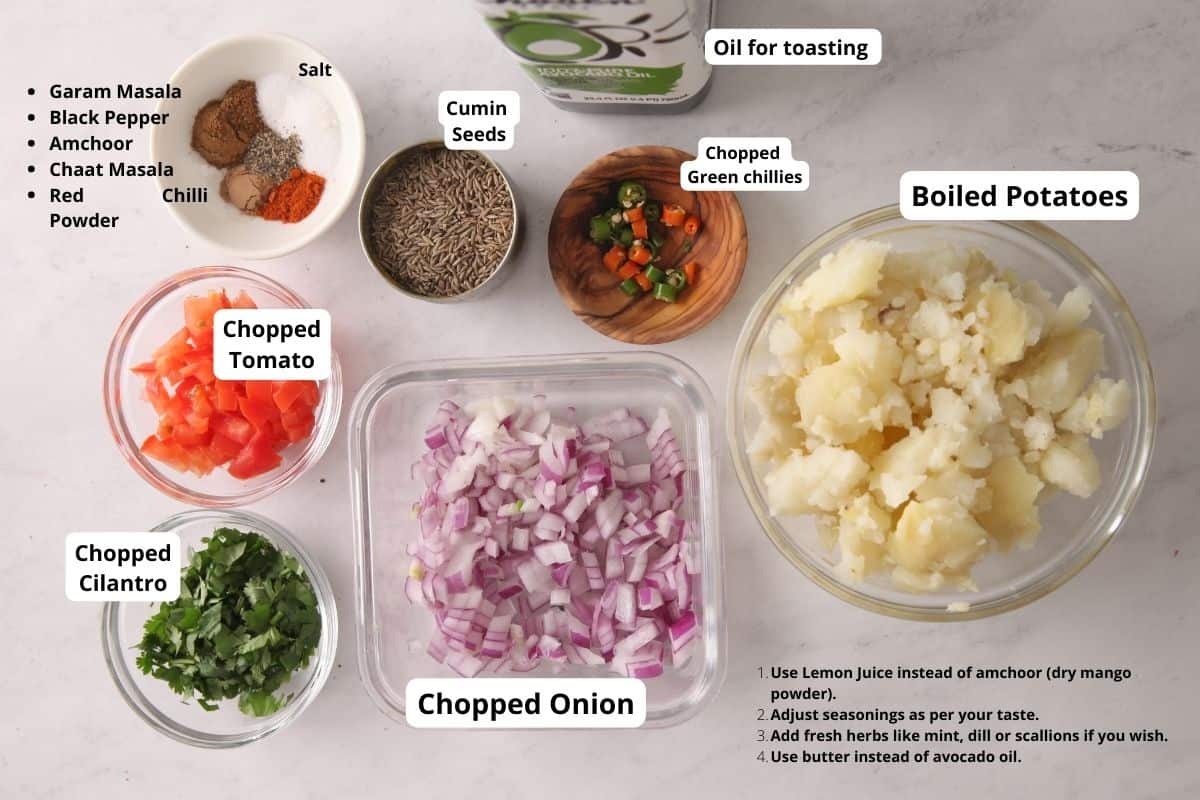 Ingredients needed to make potato sandwich.