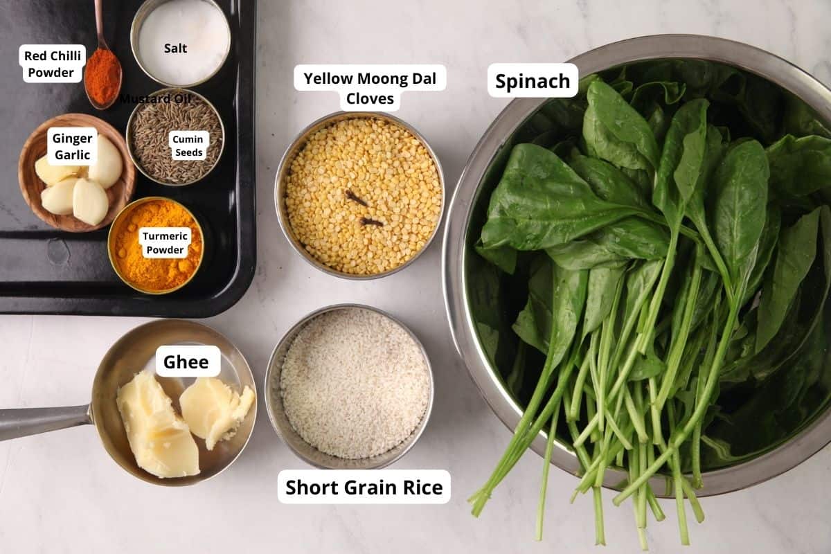 Ingredints needed to make mung dal kitchari.