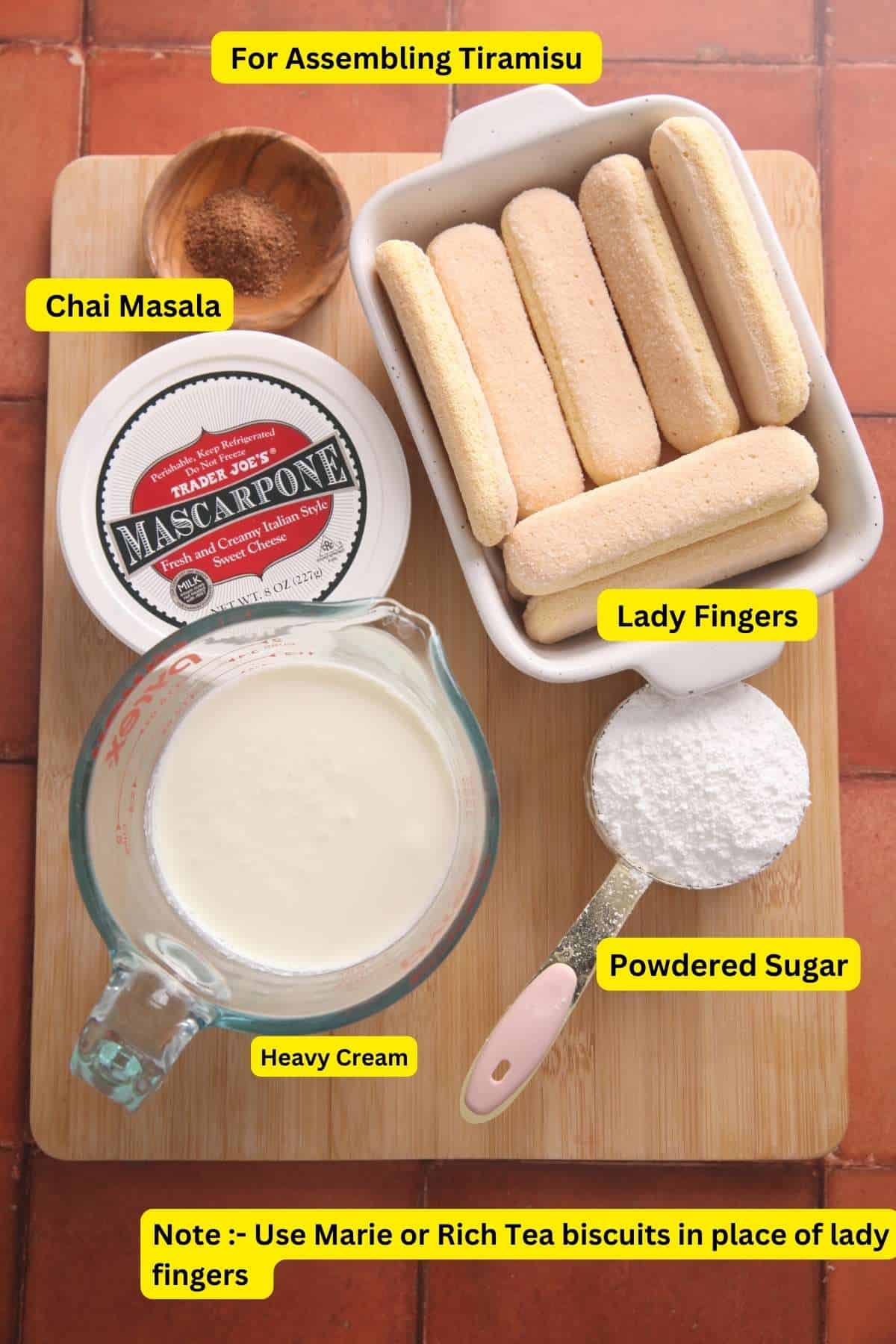 Ingredients Needed For Chai tiramisu.