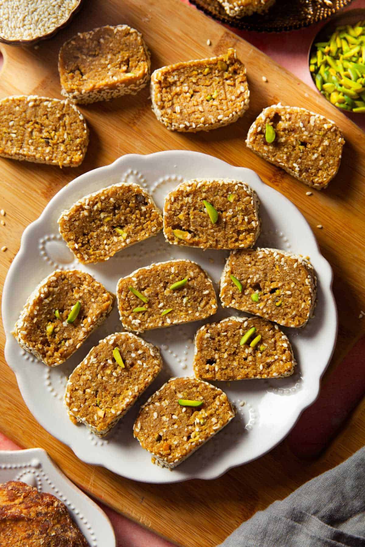 Mawa Til Roll in a white plate.