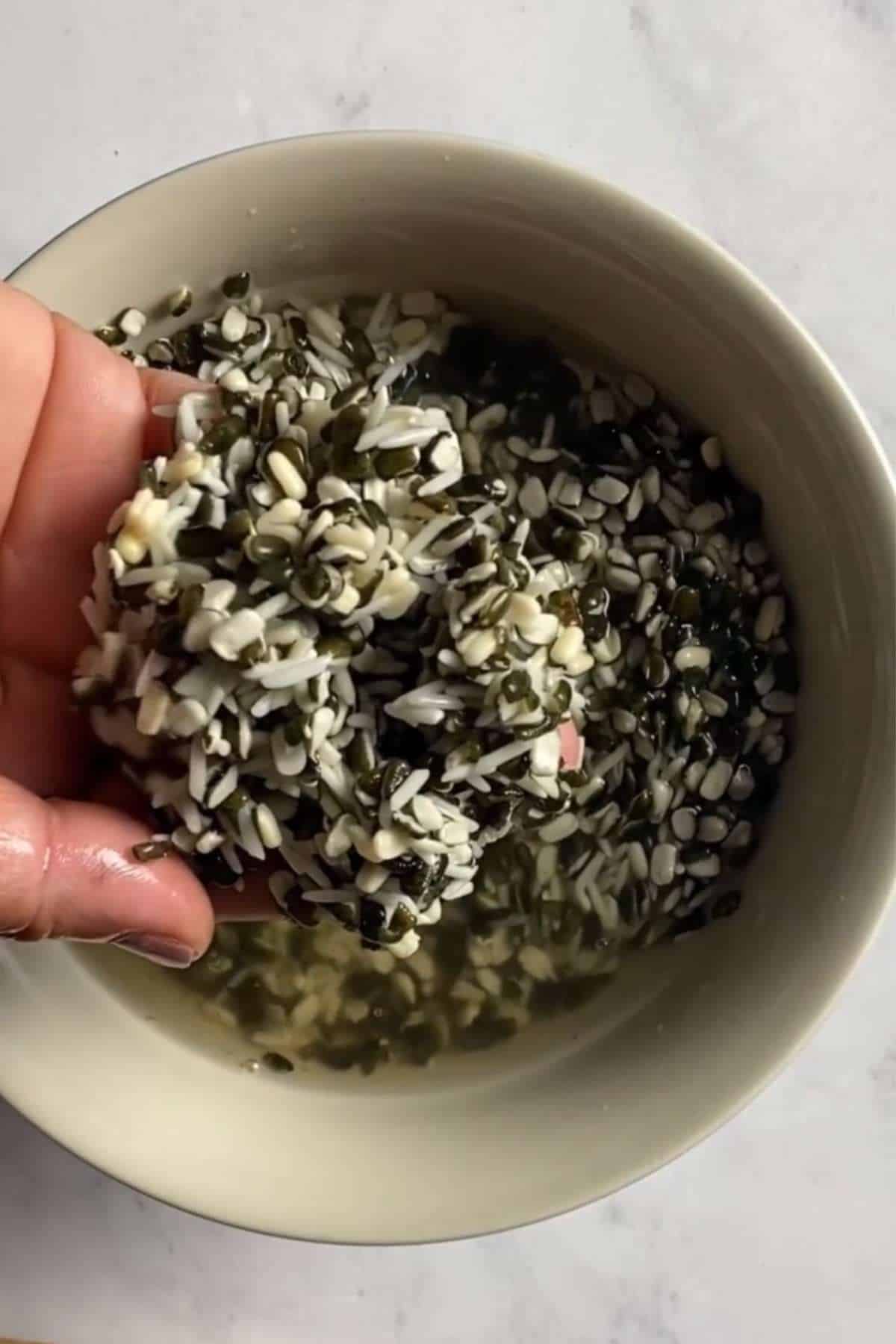 Soak the urad lentils and rice.