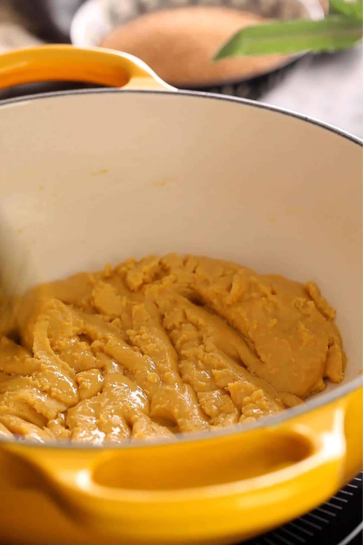 Thick mixture of besan and ghee.