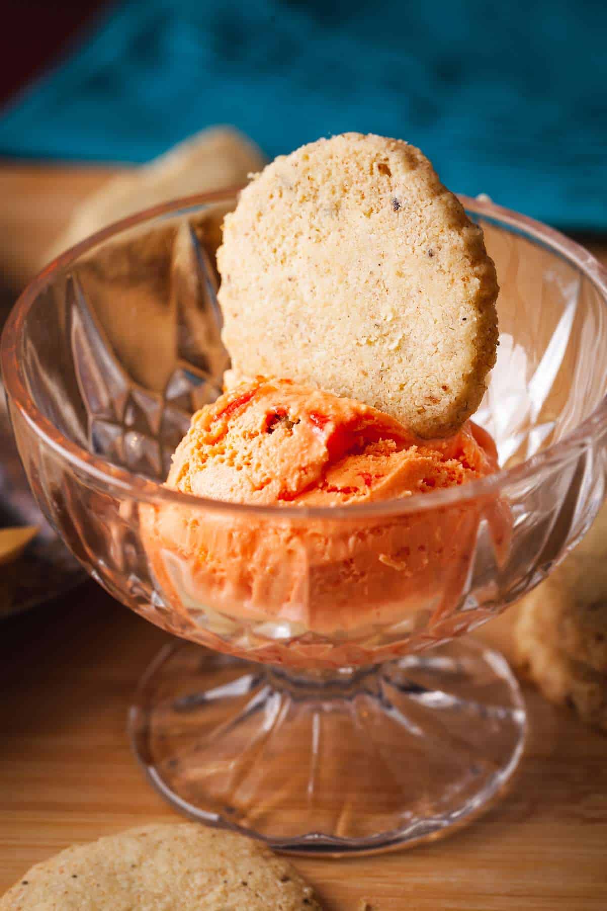 Shortbread served with tutti frutti icecream.