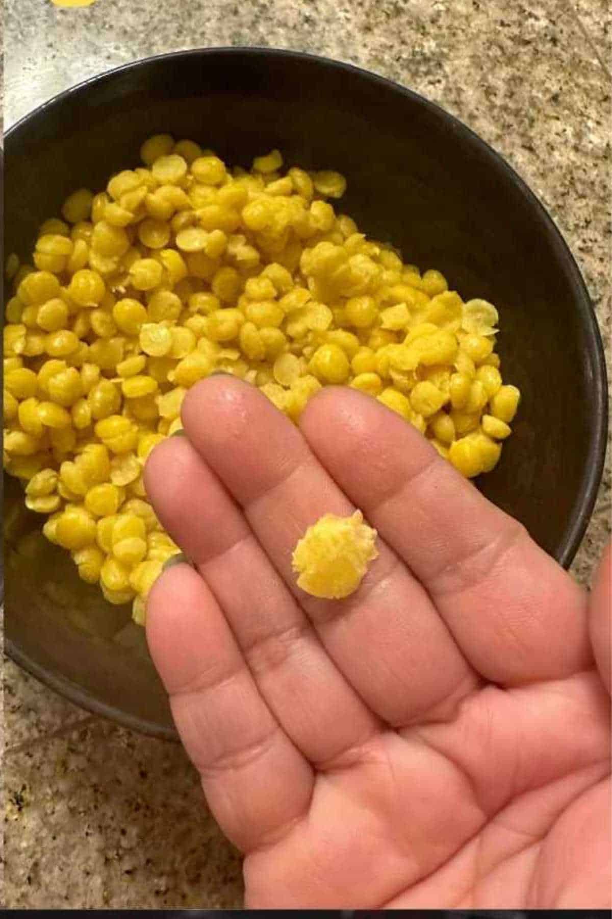 Image showing that the lentils are soft but not wet.