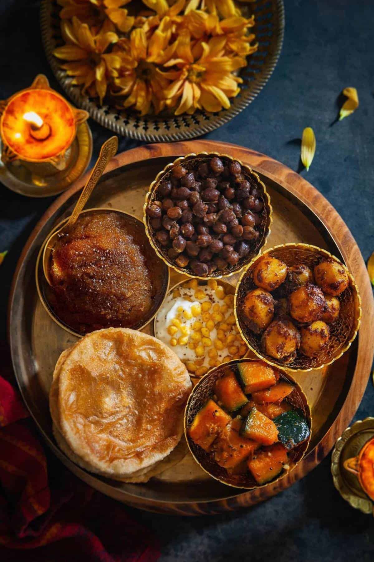 Navratri Ashtami feast thaali.