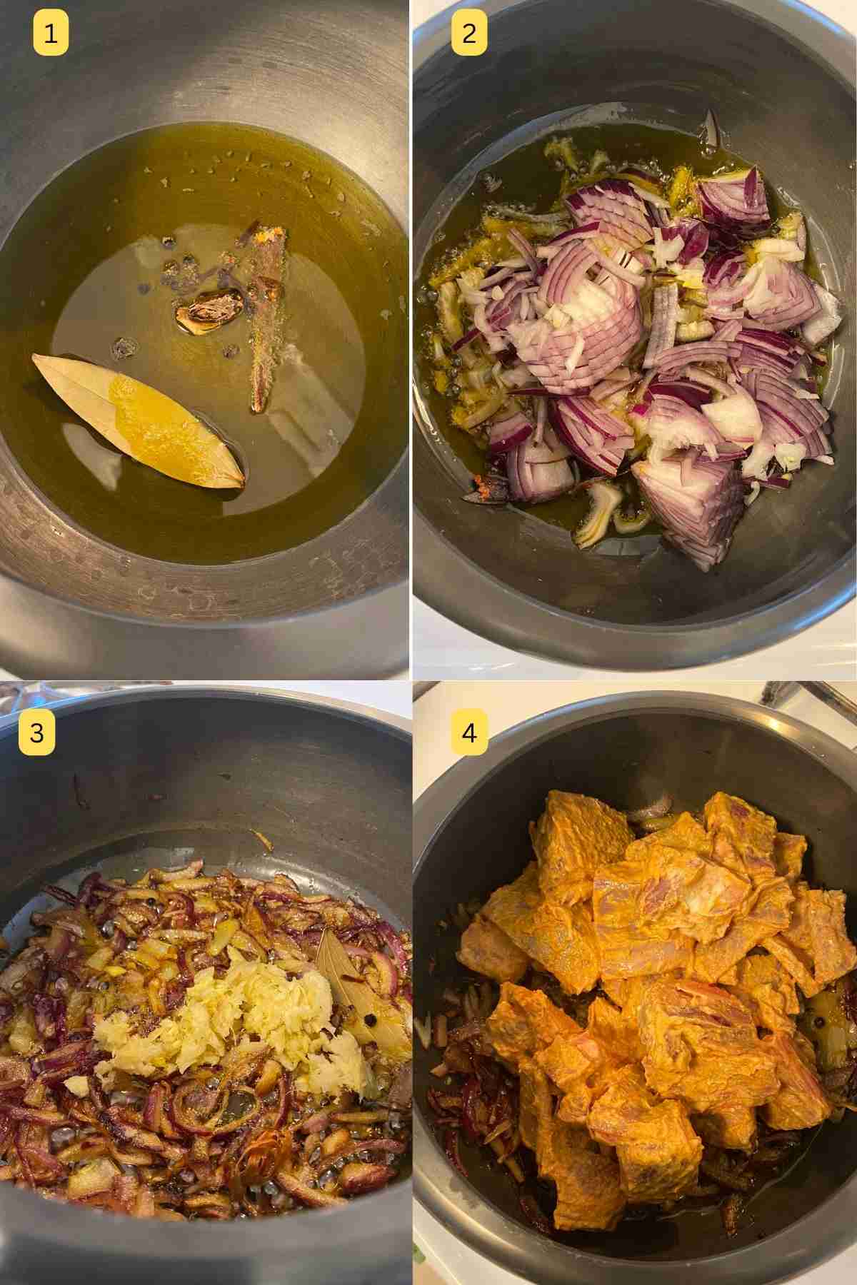 Making indian goat curry in a pressure cooker.