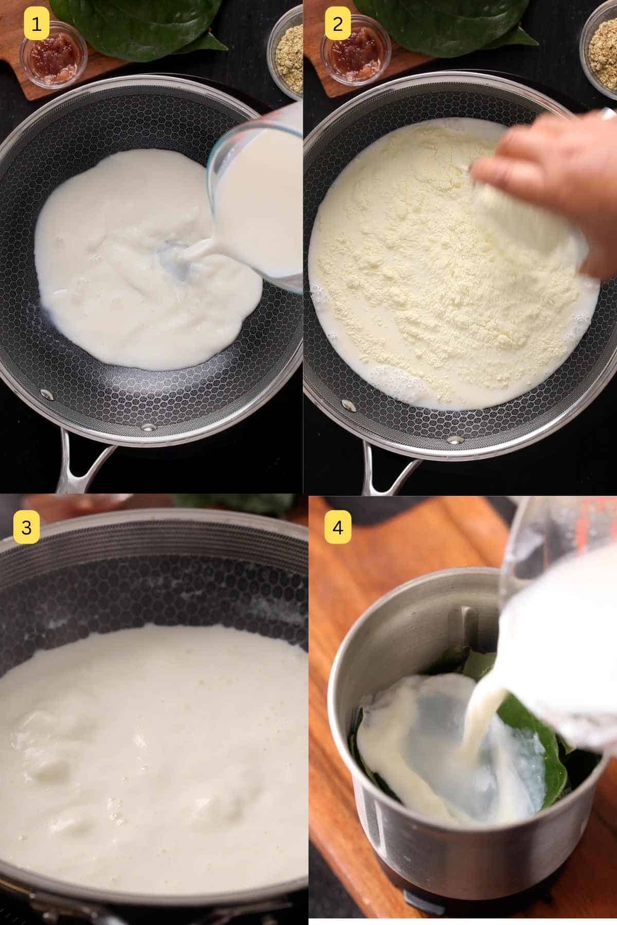 Process shots of making paan kulfi.