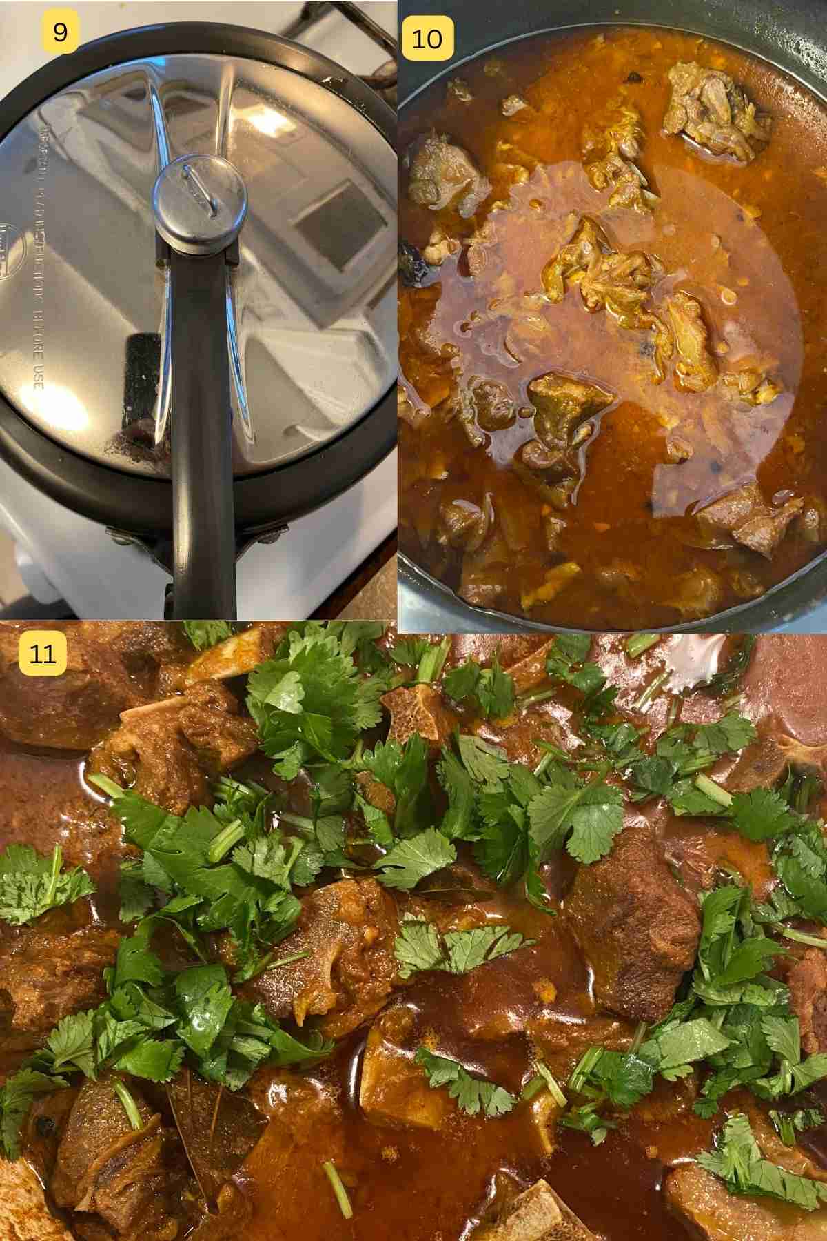 Step photos of pressure cooker goat curry.