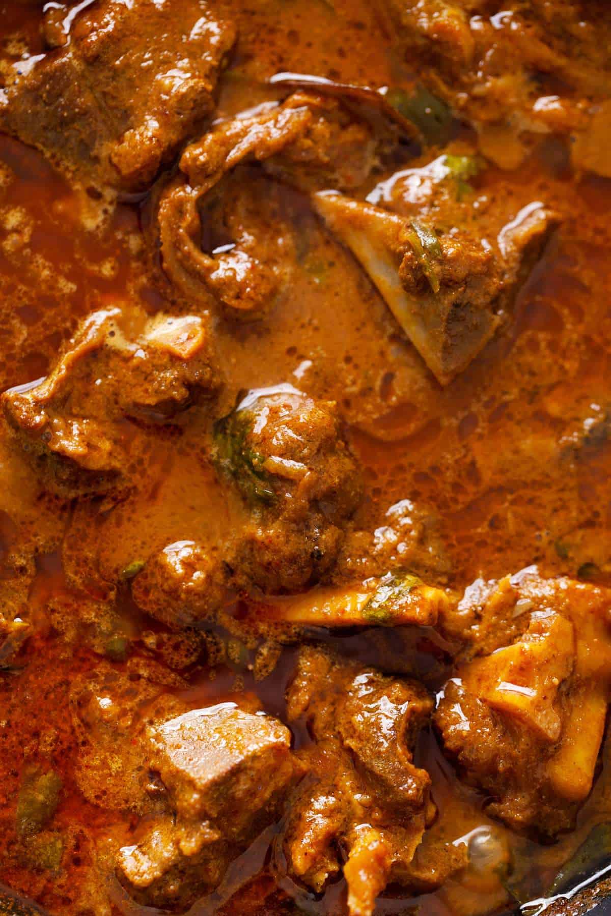 Close Up of goat curry.