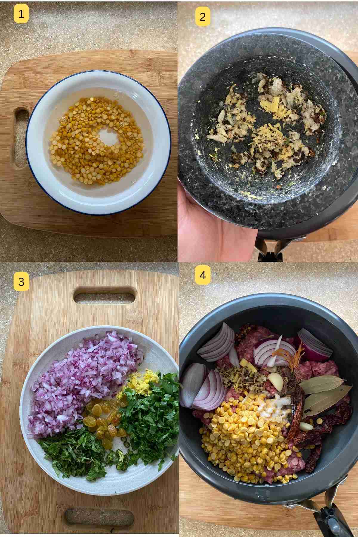 Preparation steps for making shami kebab